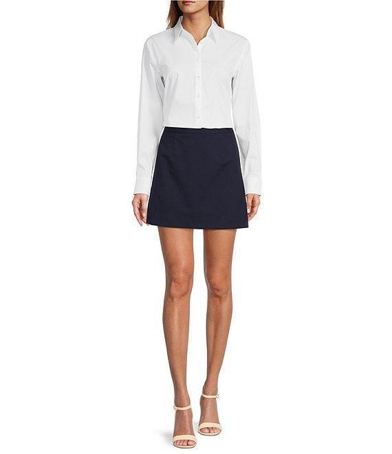 Antonio Melani Mallory Long Sleeve Point Collar Stretch Poplin Blouse Product Image