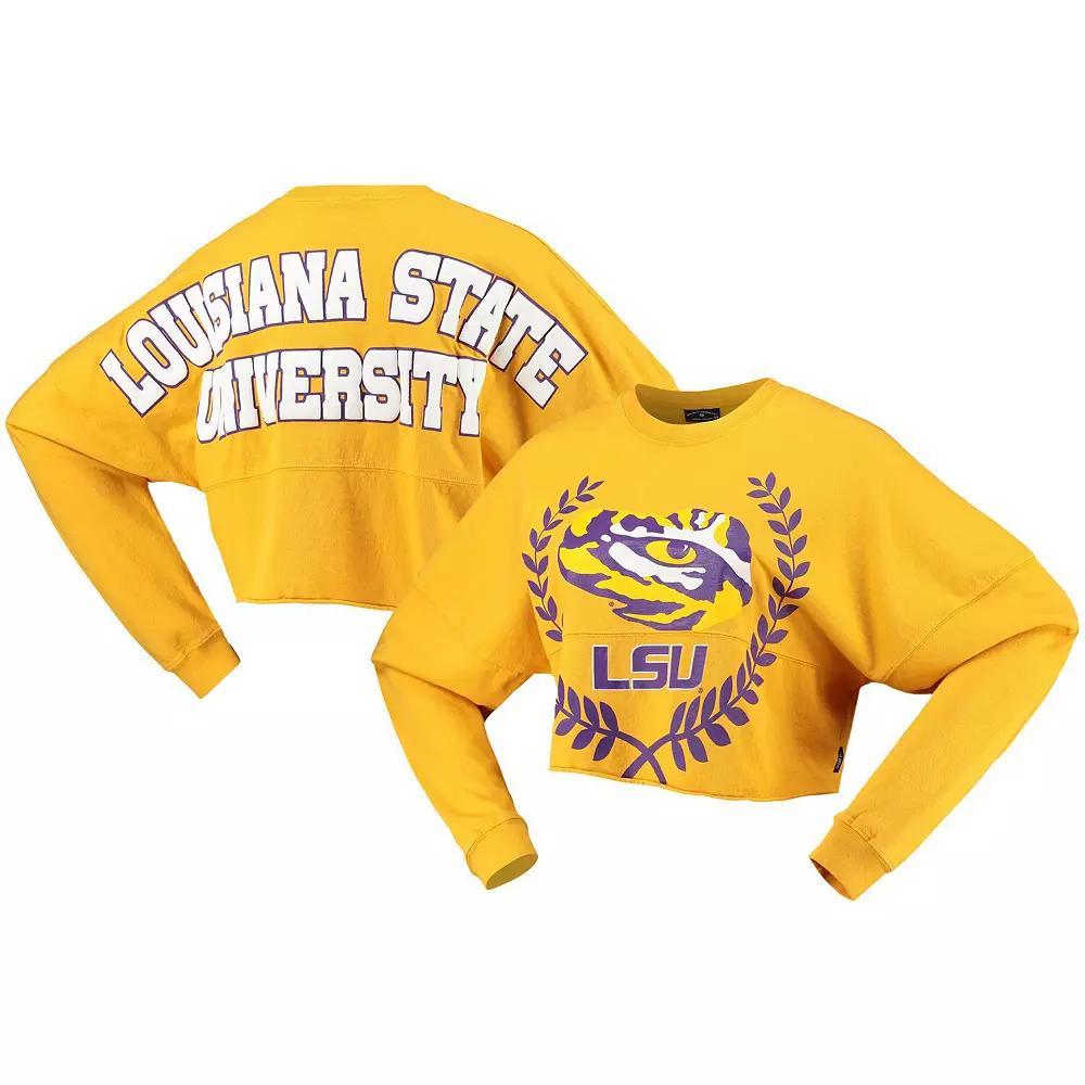 Women's Gold LSU Tigers Laurels Crop Long Sleeve T-Shirt, Size: 2XL Product Image