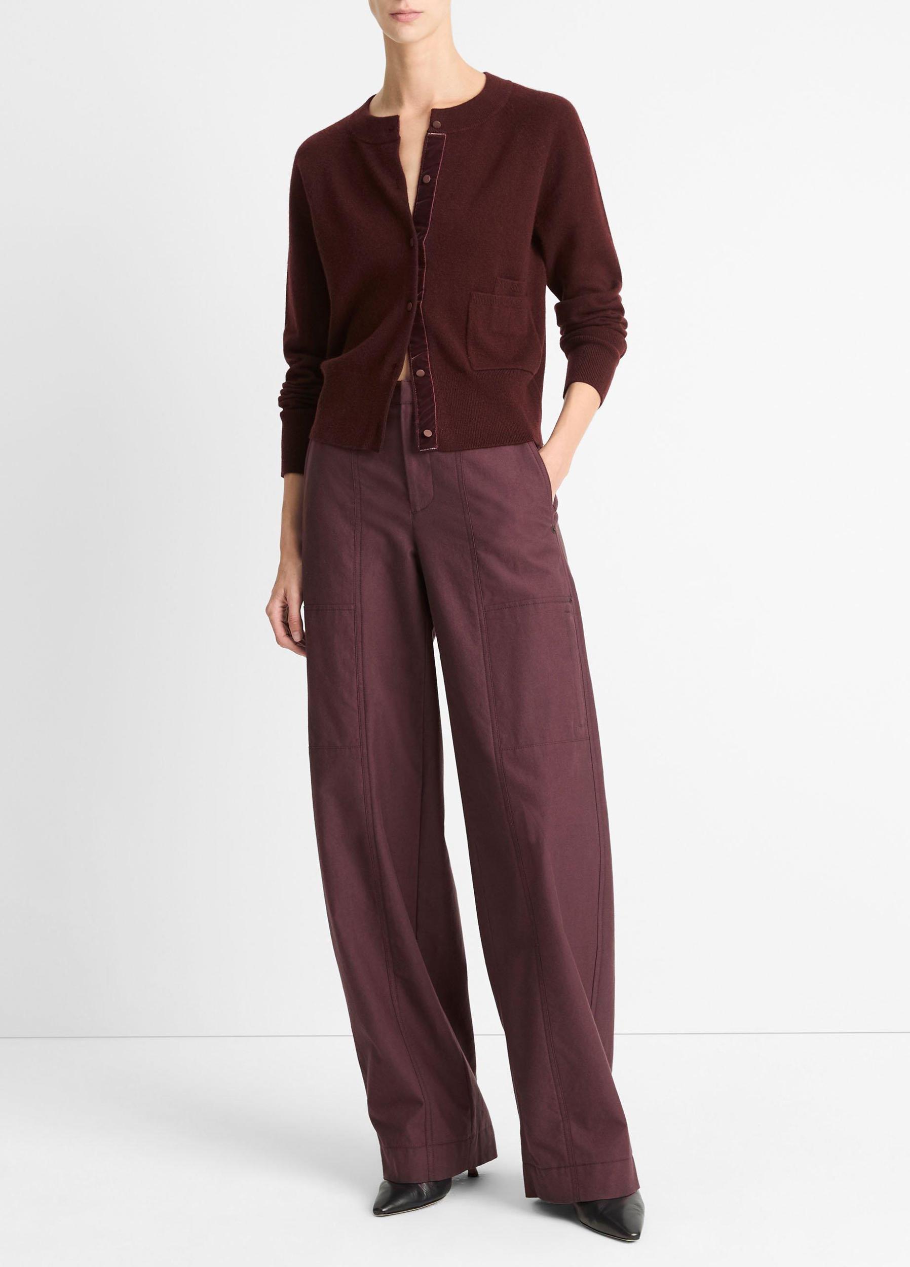 Velvet-Trim Wool-Blend Cardigan Product Image