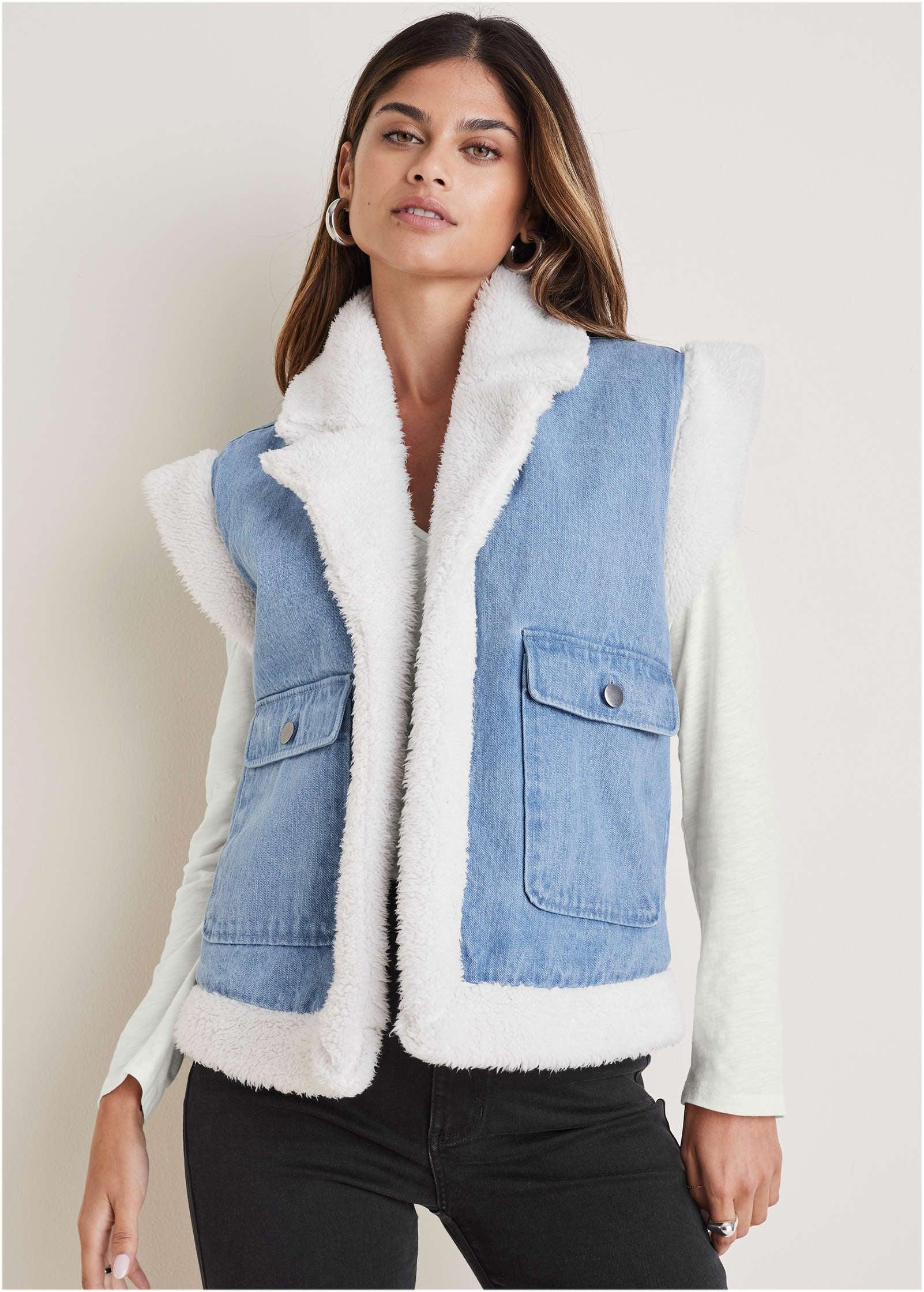Denim Sherpa Vest - Medium Wash Product Image