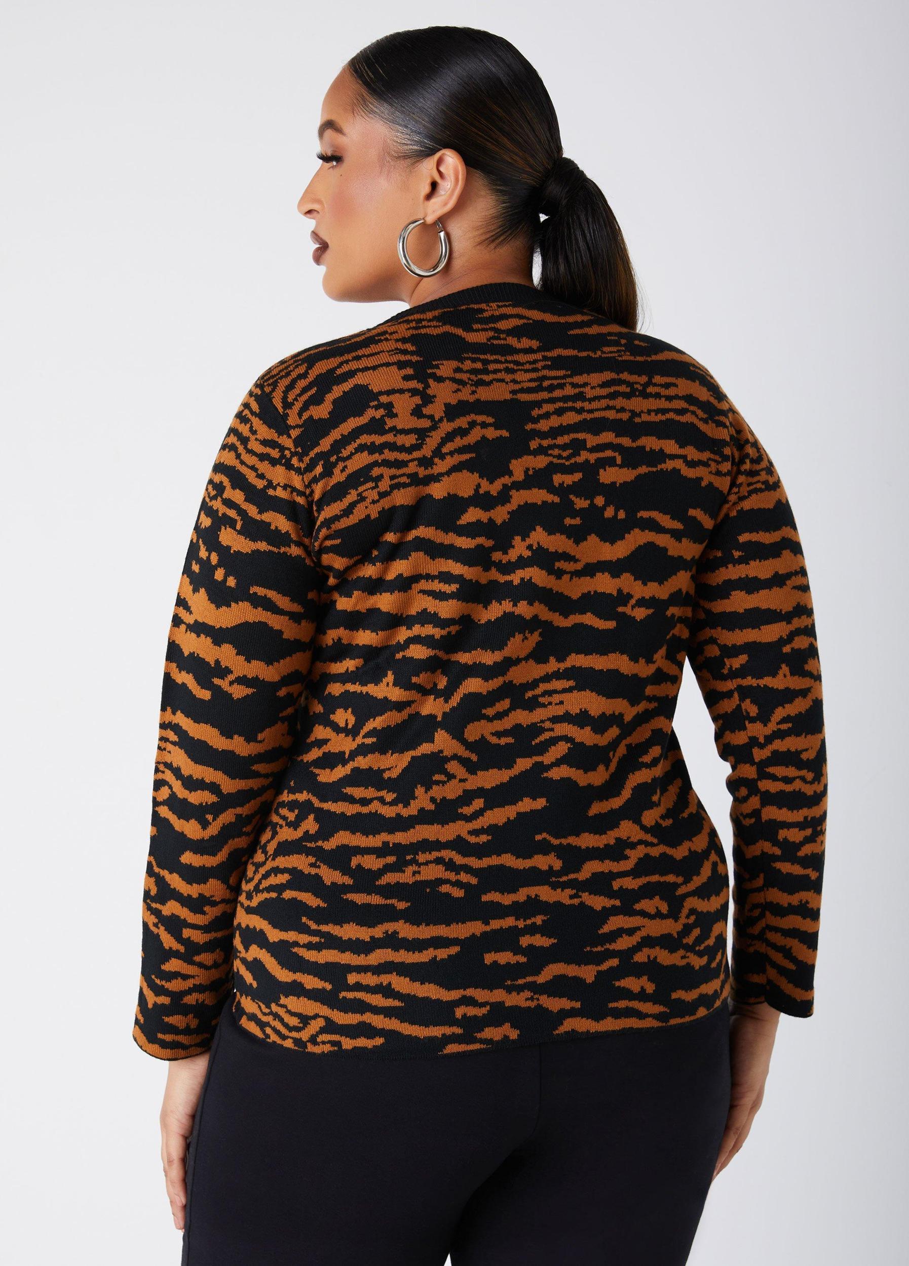Plus Size Animal Keyhole Sweater Ashley Stewart Product Image