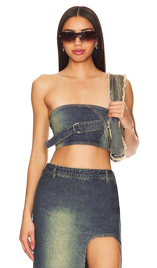 Denim Top With D-ring Cannari Concept Product Image