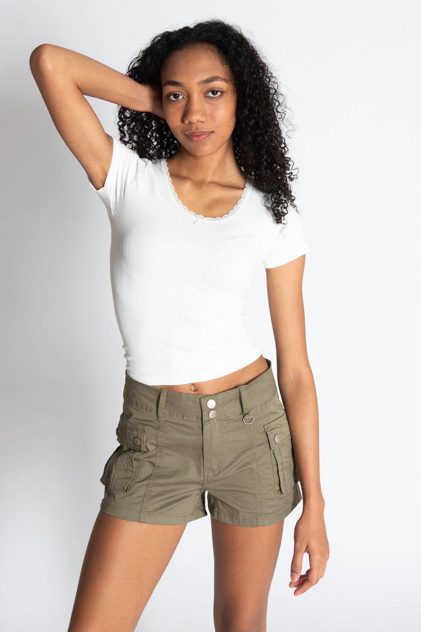 Pointelle Lace Bow Tee Product Image