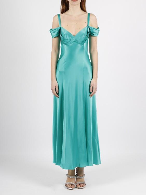 ALBERTA FERRETTI Off The Shoulder Satin Dress In Green Product Image