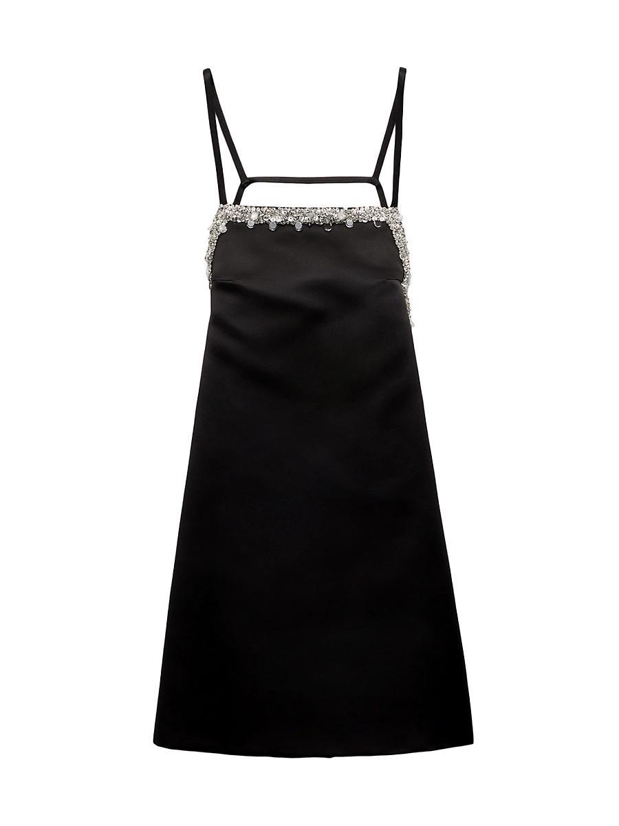 Womens Embroidered Double Satin Mini-Dress Product Image