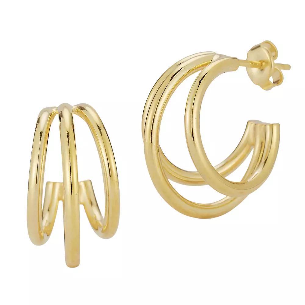 Sunkissed Sterling Triple Ring Hoop Earrings, Womens, Gold Tone Product Image