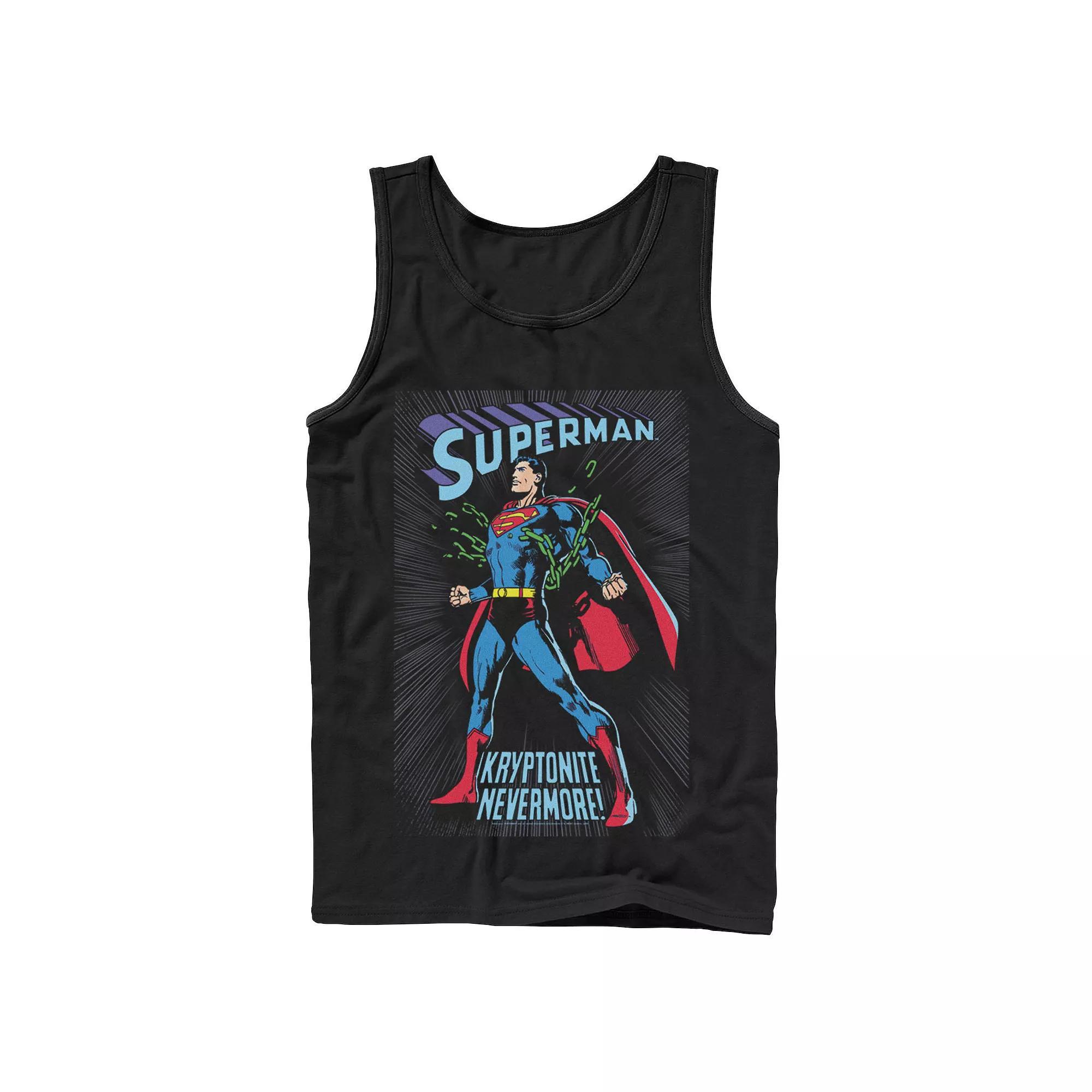 Men's DC Comics Superman In Chains Vintage Poster Tank Top, Size: Large, Black Product Image