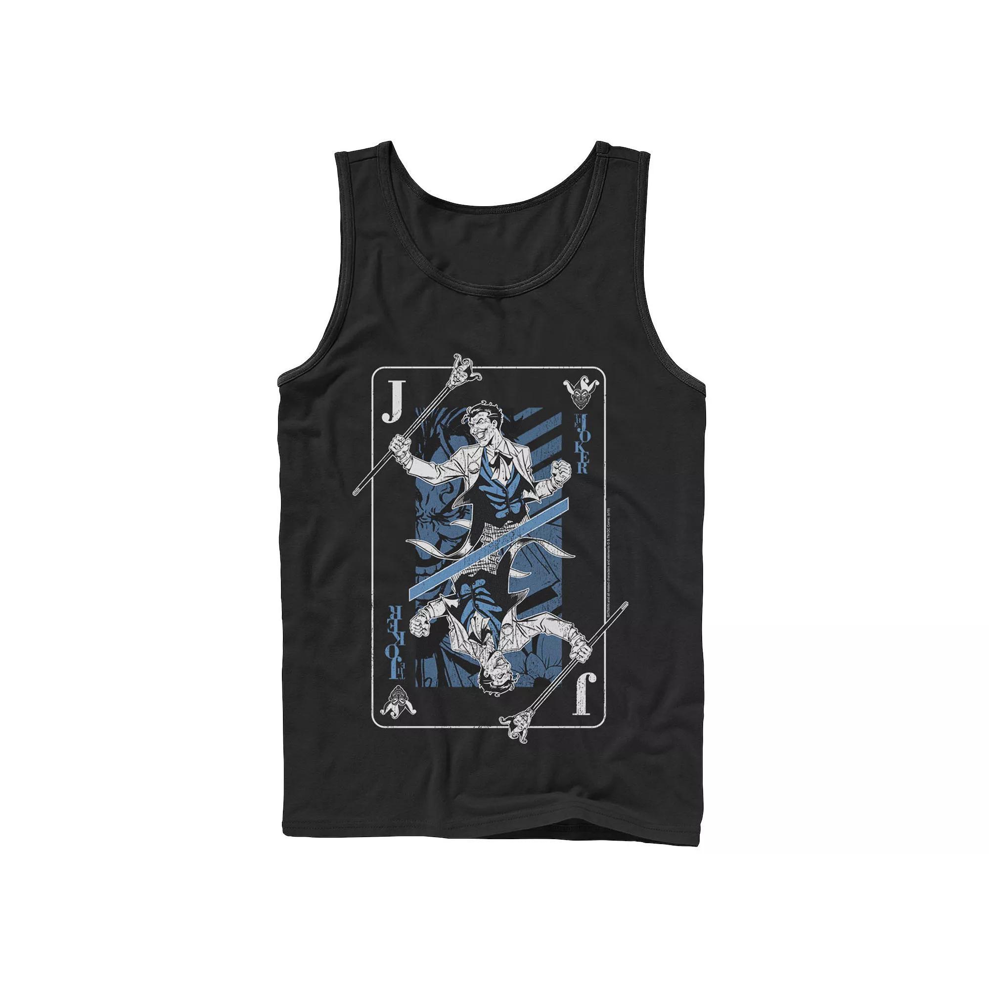 Mens DC Comics The Joker Playing Card Tank Top, Mens Product Image