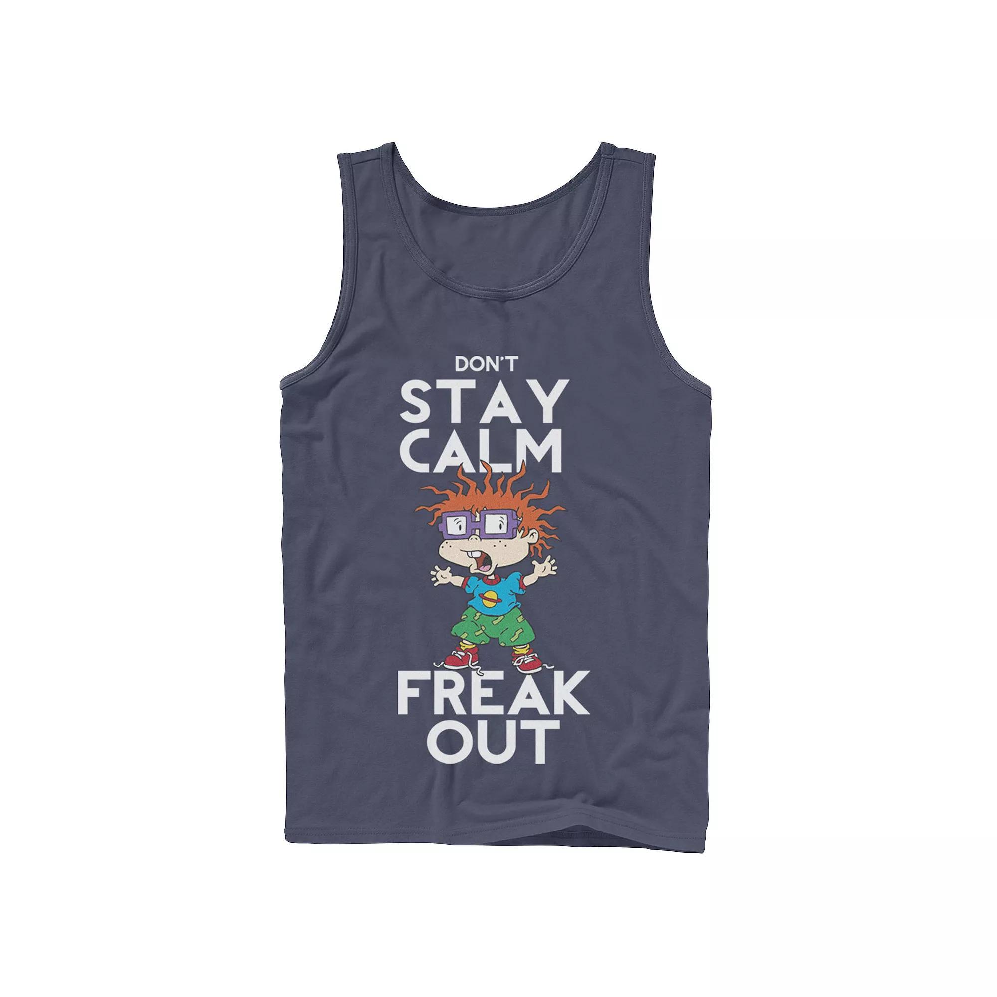 Men's Nickelodeon Rugrats Chuckie Don't Stay Calm Freak Out Graphic Tank Top, Size: Large, Black Product Image