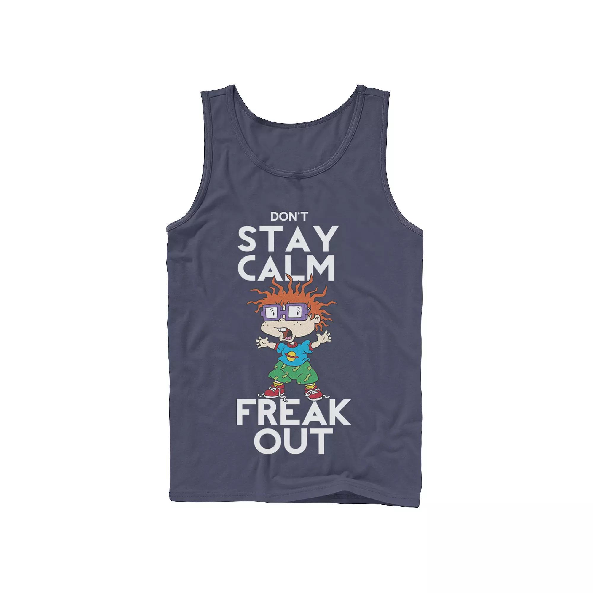 Men's Nickelodeon Rugrats Chuckie Don't Stay Calm Freak Out Graphic Tank Top, Size: Large, Black Product Image