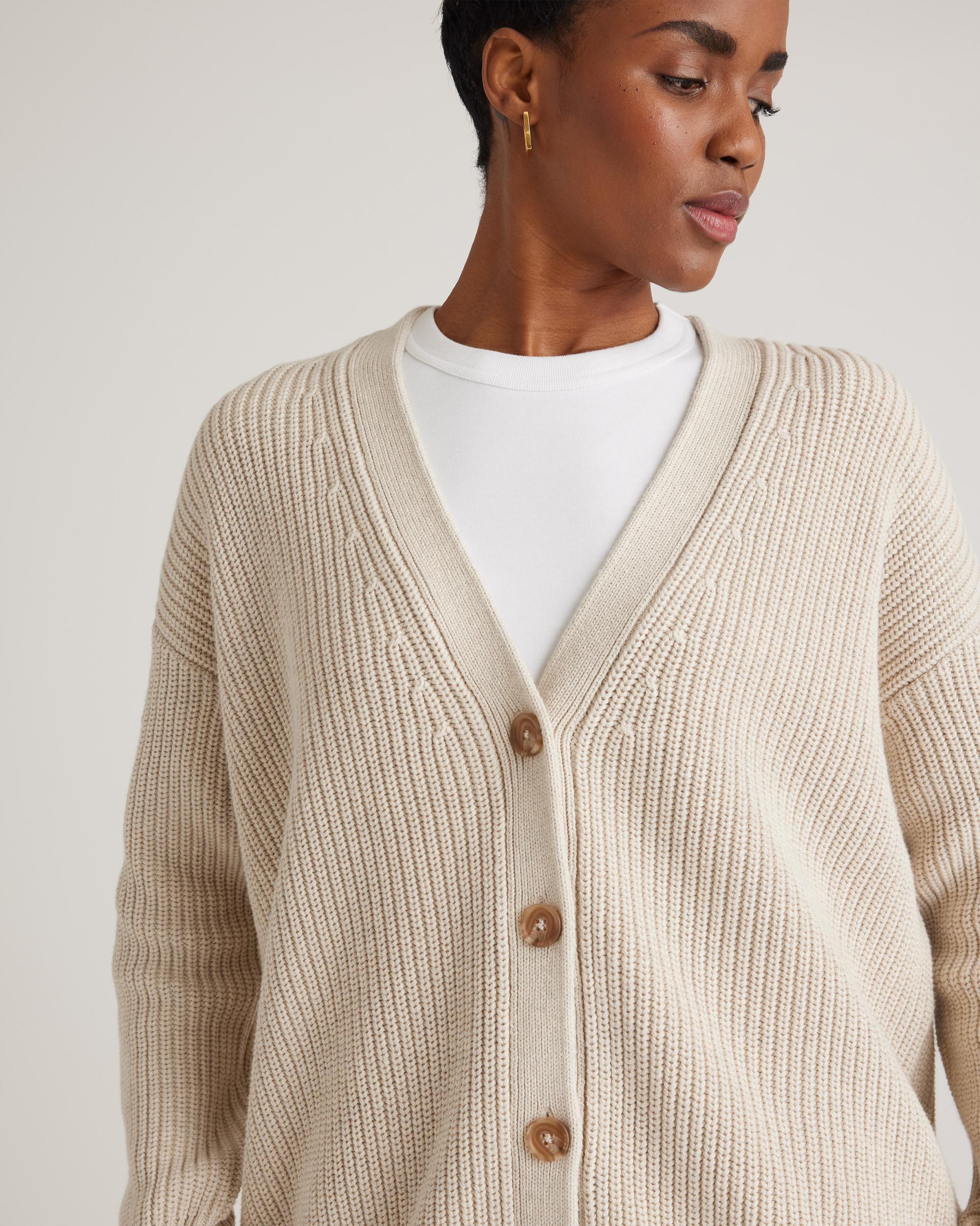 Quince | Women's OverSized Boyfriend Cardigan Sweater Size XL, Organic Cotton Product Image