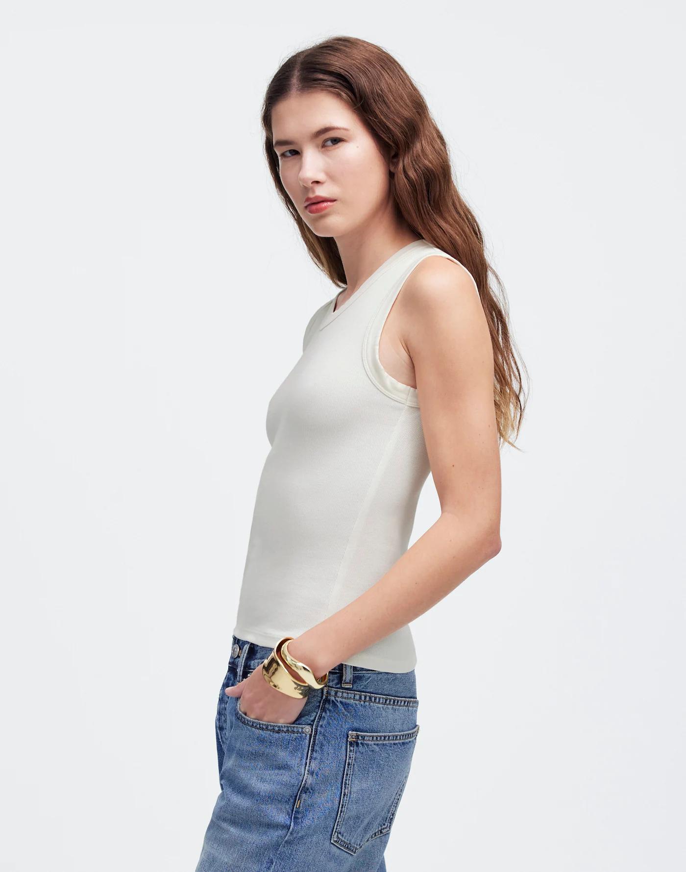 (Re)generative Cotton Ribbed High V-Neck Tank Product Image