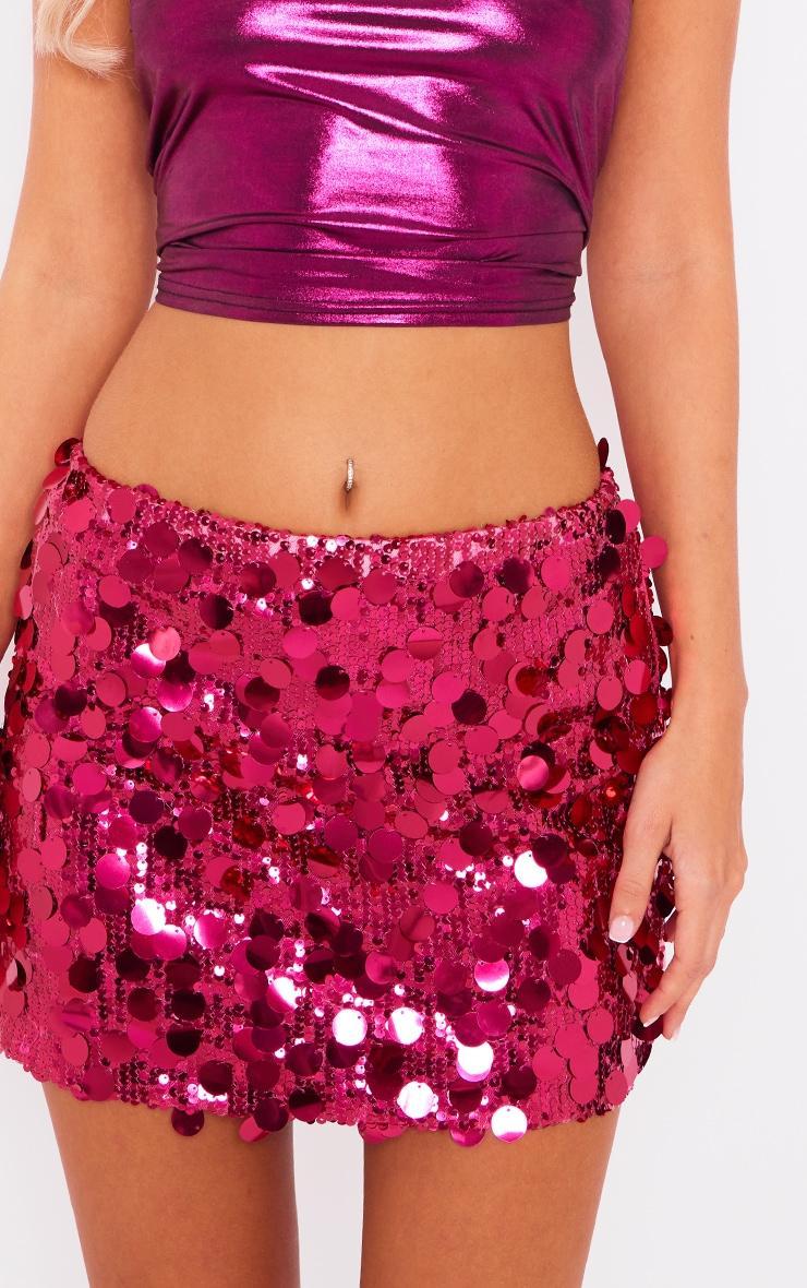 Hot Pink Full Sequin Low Rise Micro Mini Skirt Product Image