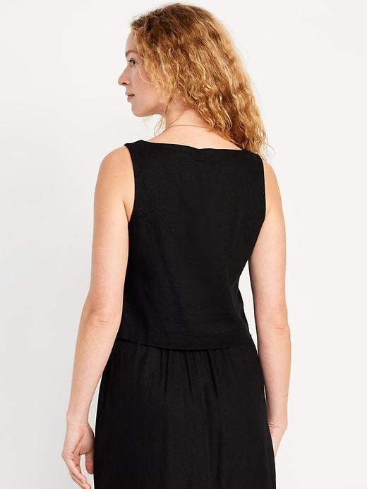 Sleeveless Linen-Blend Cropped Top Product Image