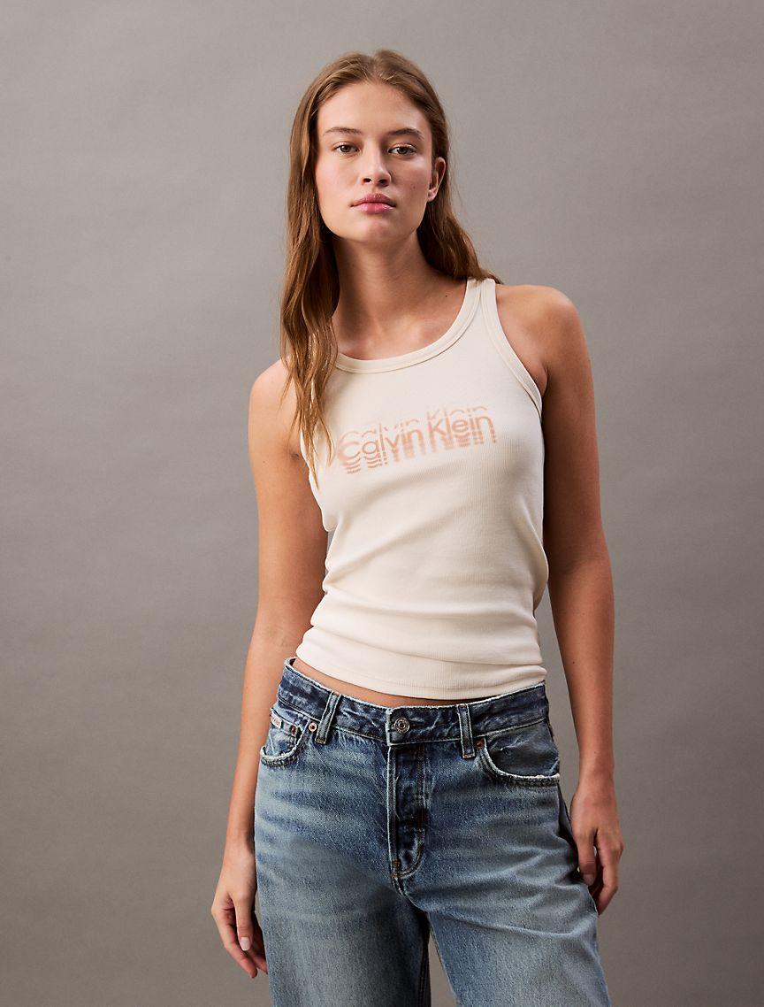 Cotton Contour Rib Logo Graphic Tank Product Image