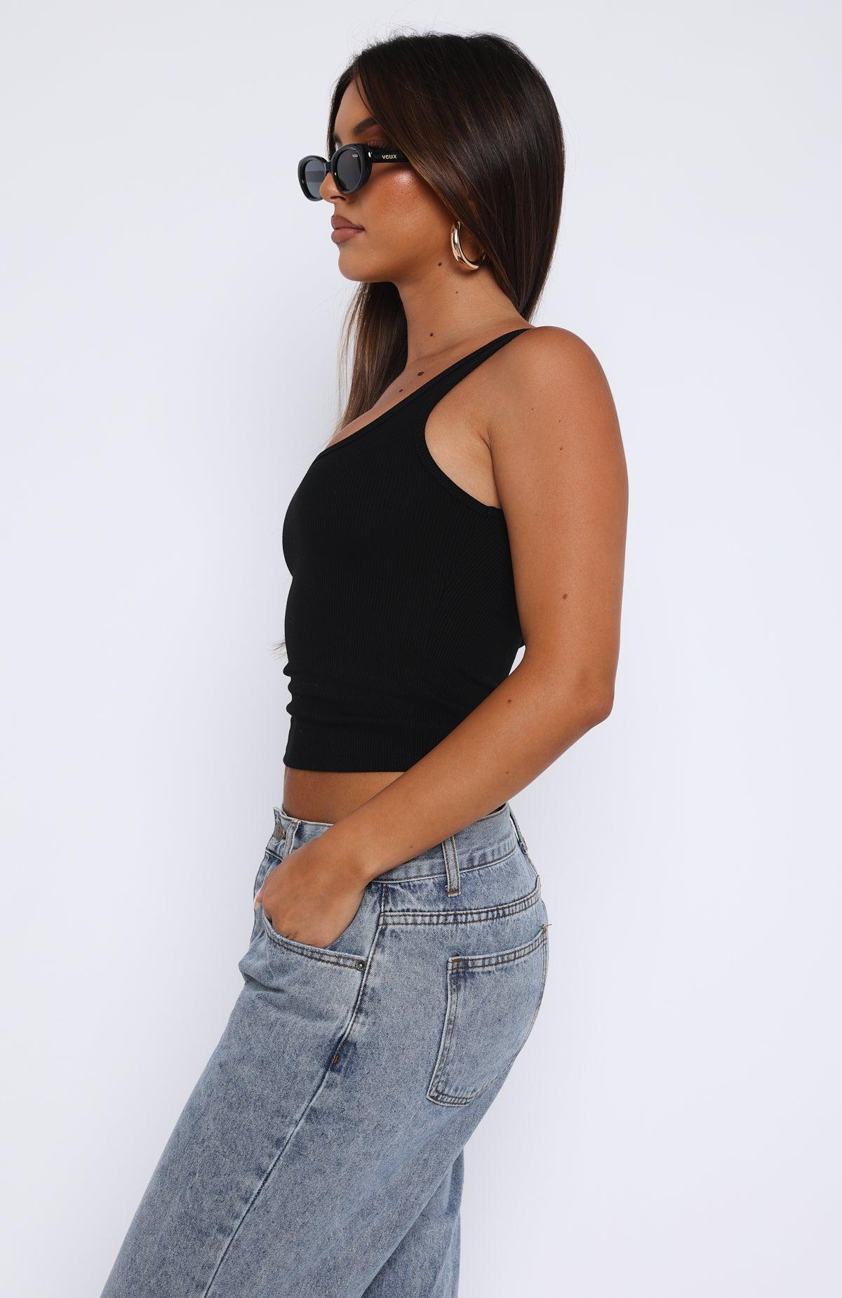 Let Me Adore You Ribbed Tank Top Black Product Image
