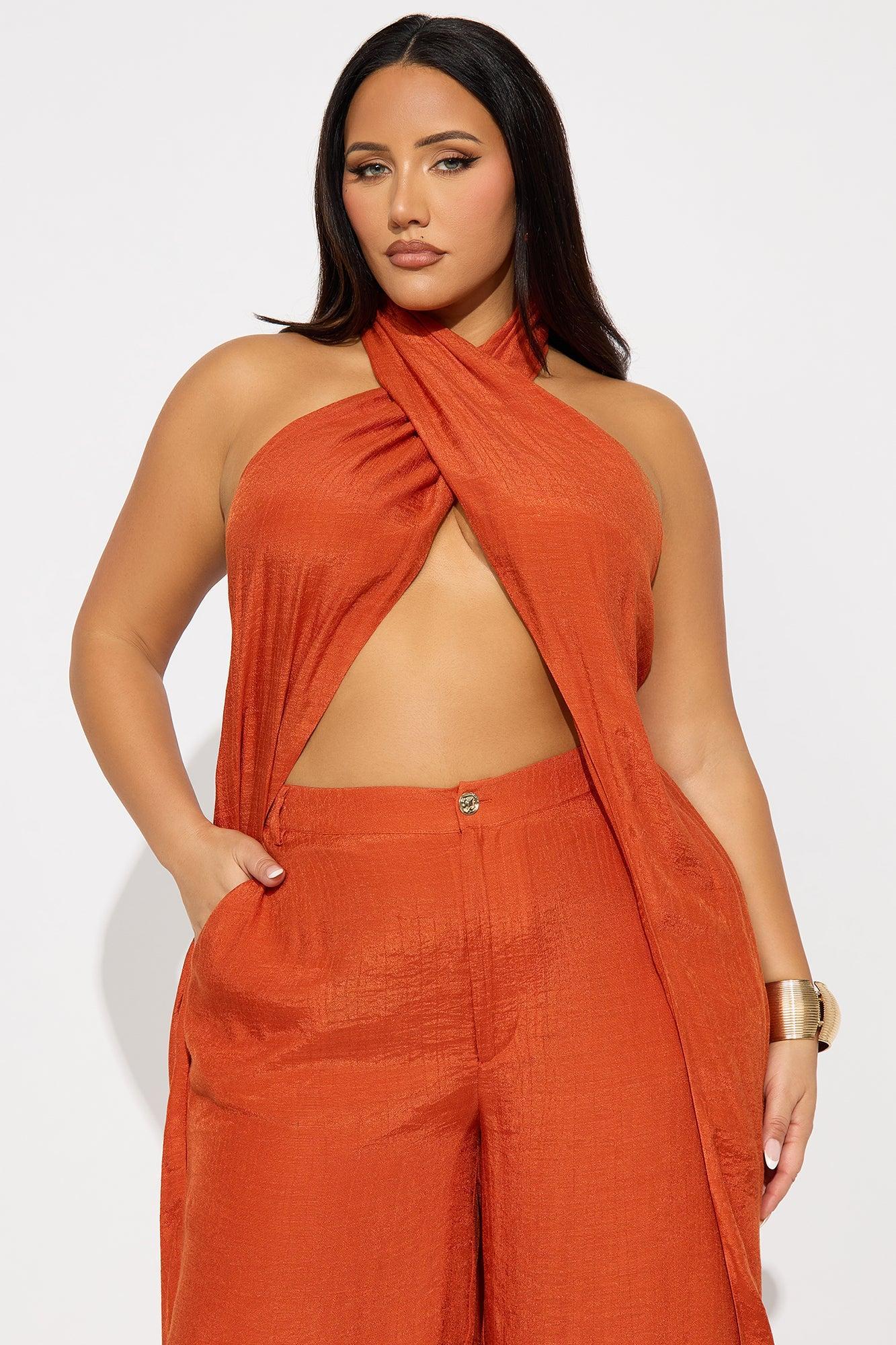 Angelic Vibes Linen Pant Set - Rust Product Image