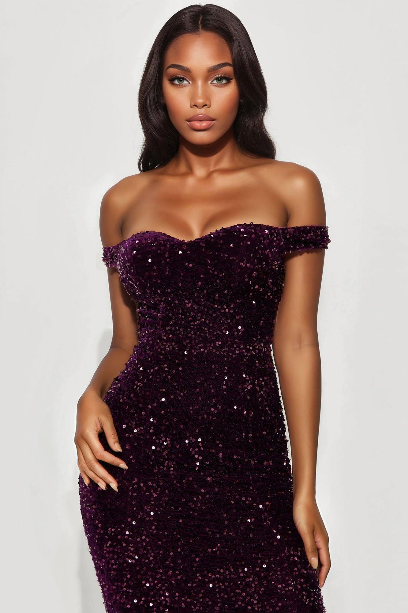 Alora Sequin Maxi Gown - Plum Product Image