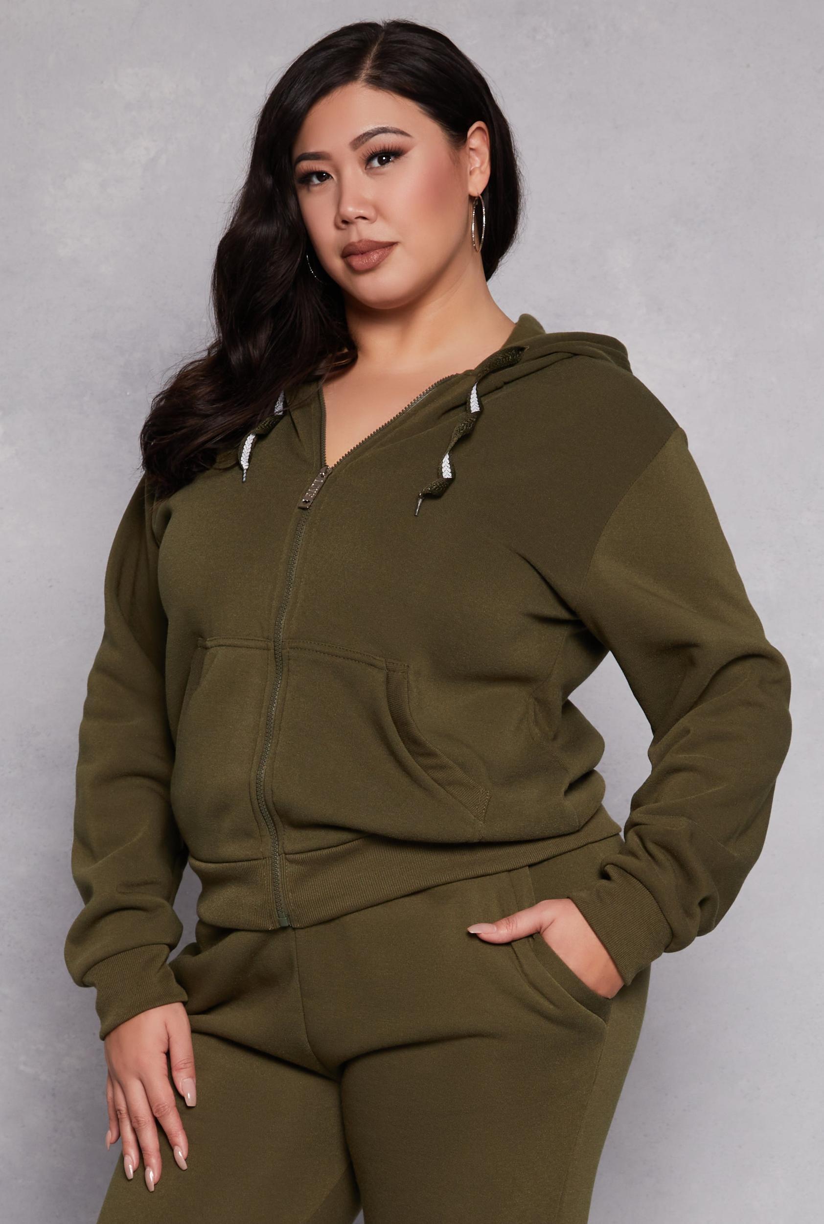 Womens Plus Size Zip Front Hooded Sweatshirt Product Image
