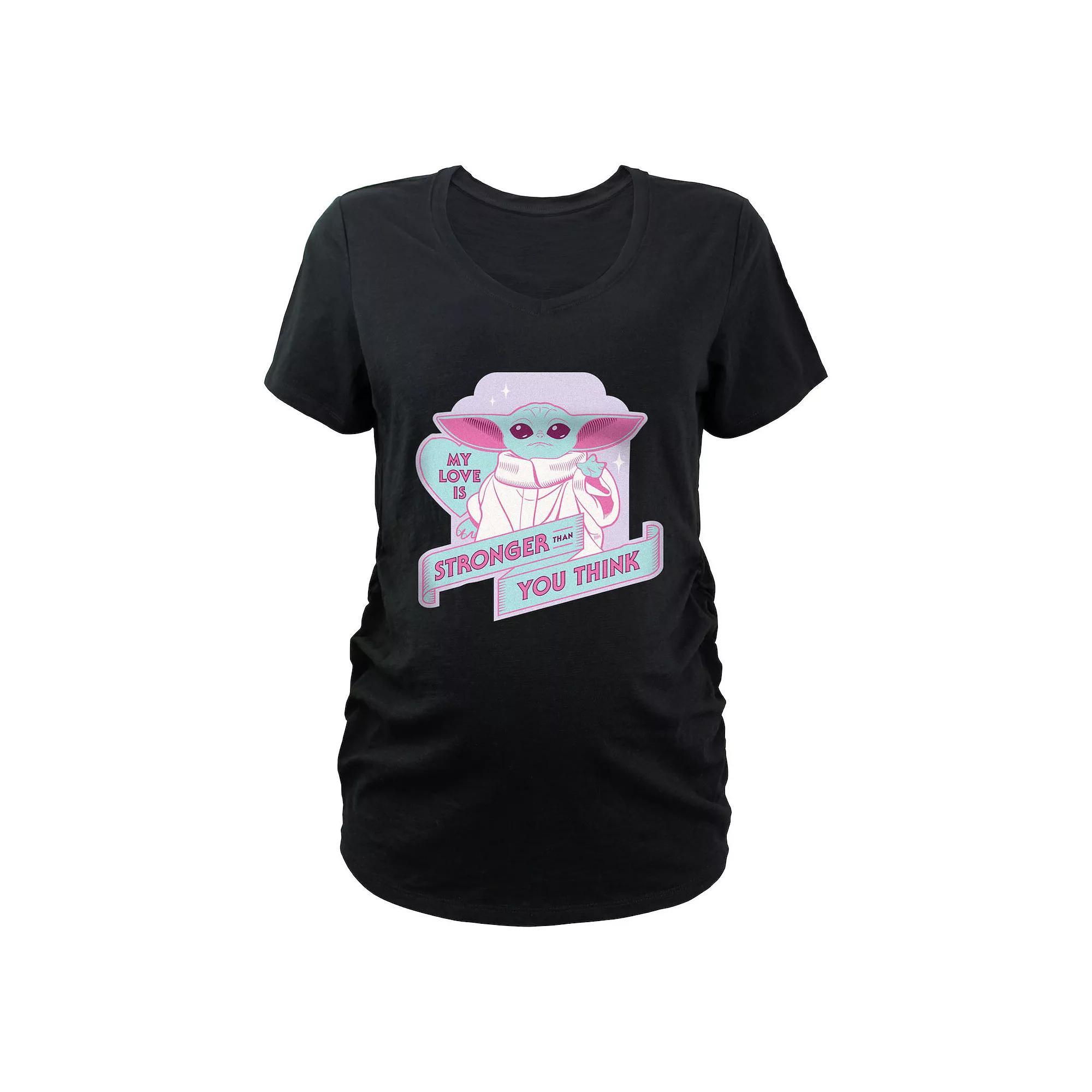 Maternity Star Wars The Mandalorian The Child My Love Is Stronger Than You Think Graphic Tee, Women's, Size: Large-Mat, Black Product Image
