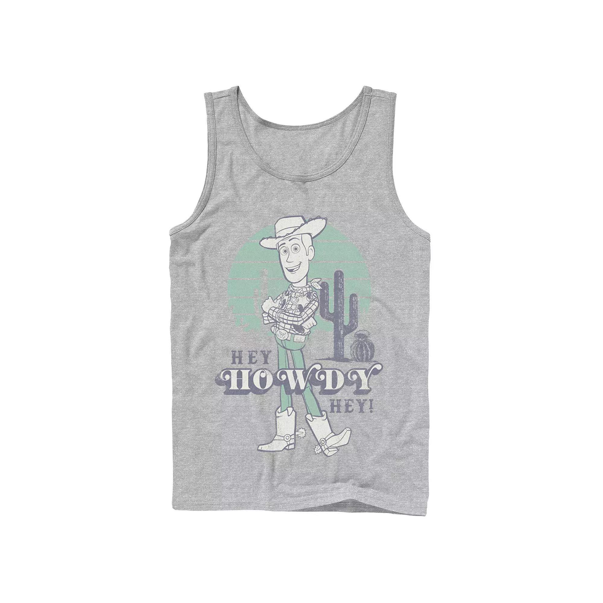 Men's Disney / Pixar Toy Story Pastel Hey Howdy Hey Woody Tank Top, Size: Large, Athletic Grey Product Image