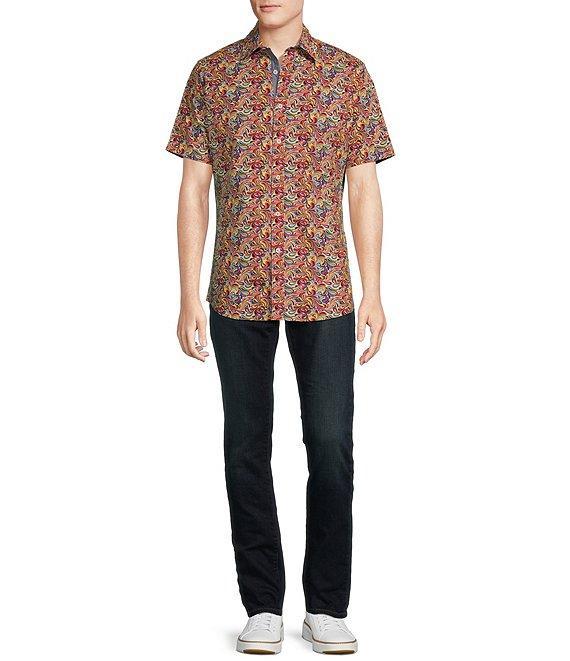 Cremieux Premium Denim Modern Paisley Print Stretch Short-Sleeve Woven Shirt Product Image