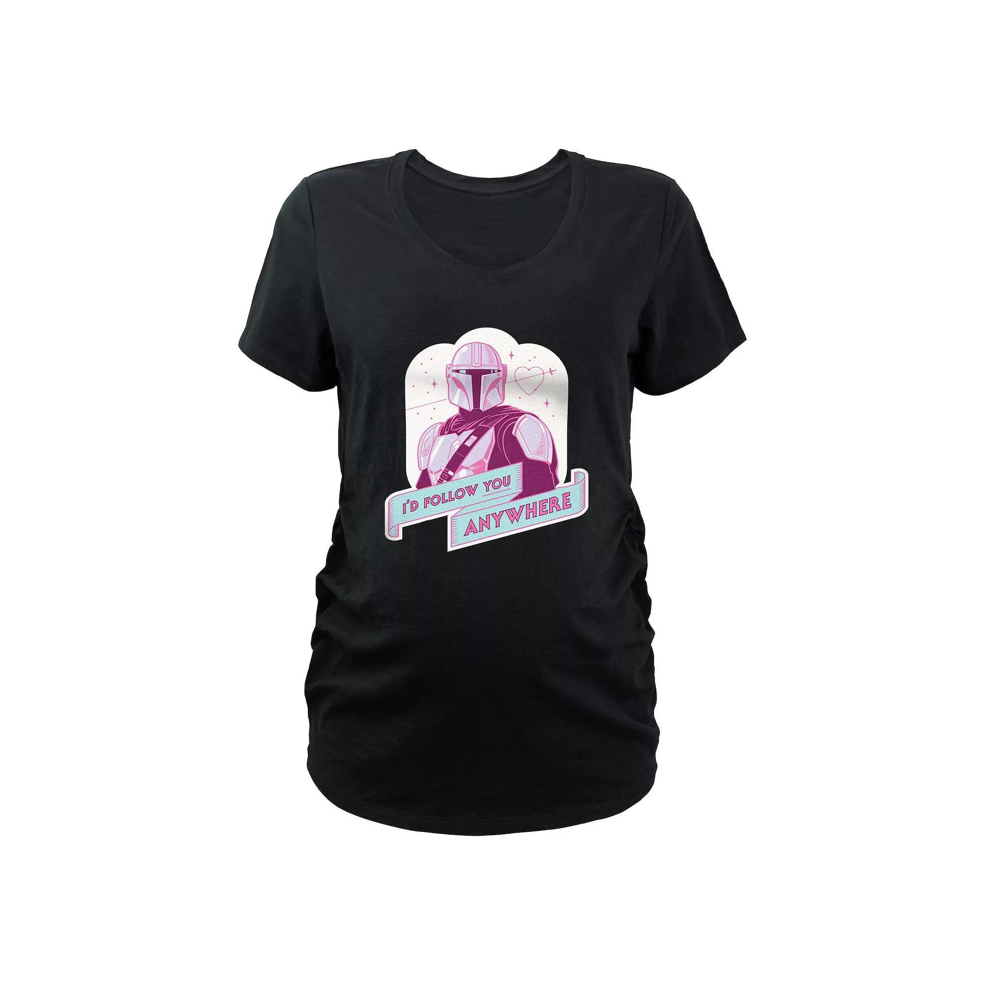 Maternity Star Wars The Mandalorian I'd Follow You Anywhere Graphic Tee, Women's, Size: Large-Mat, Black Product Image
