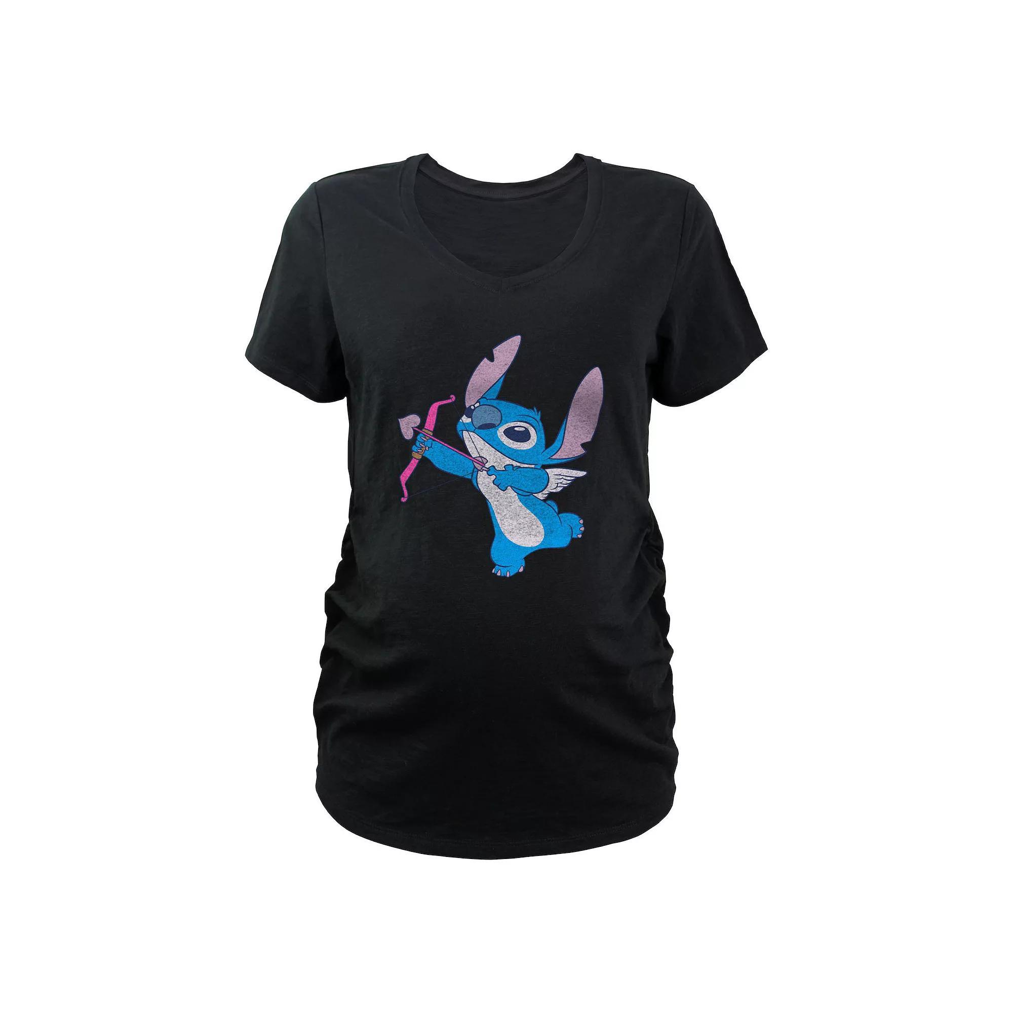 Disney's Lilo & Stitch Cupid Stitch Maternity Graphic Tee, Women's, Size: Large-Mat, Black Product Image