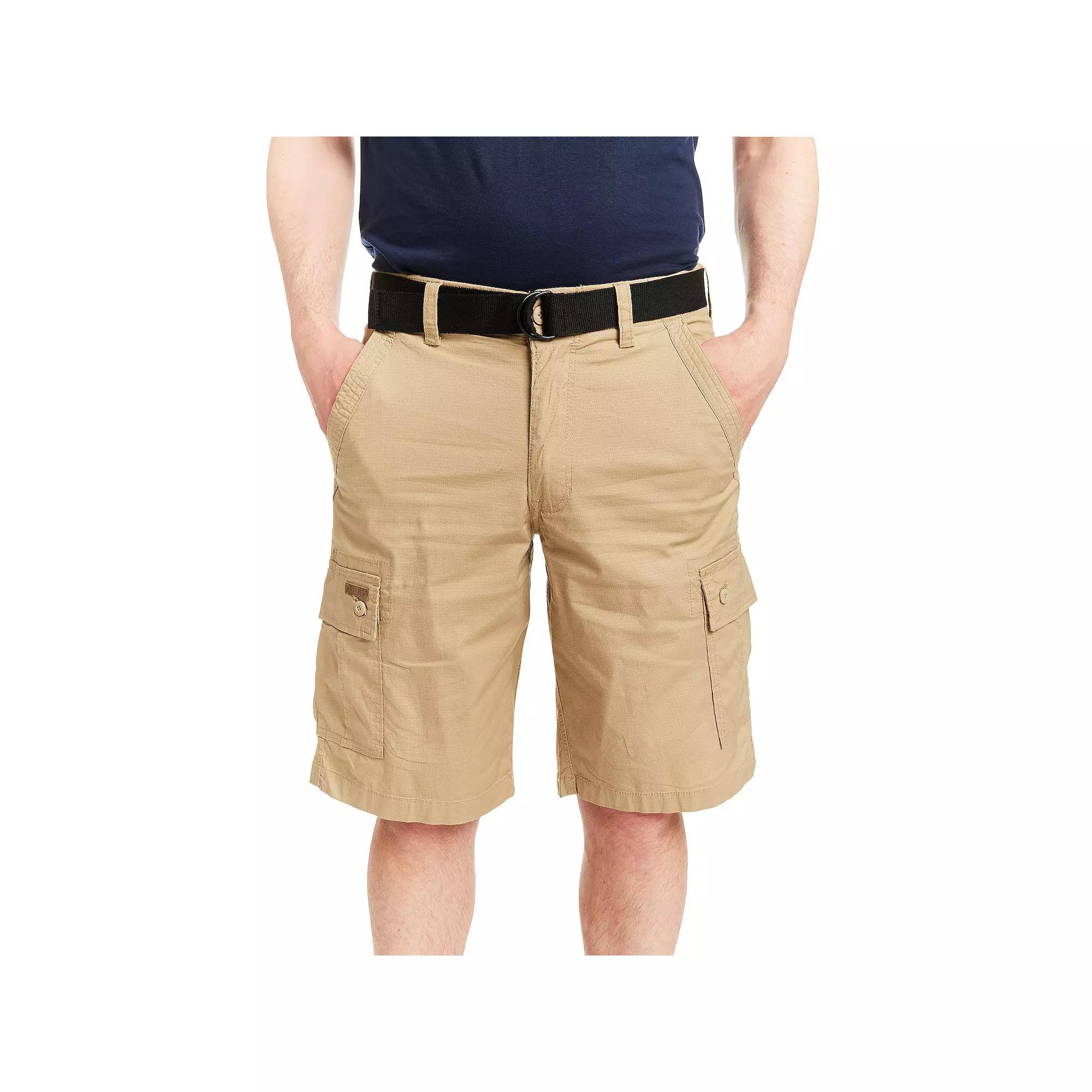 Men's Smith's Workwear Mini-Ripstop Belted Cargo Shorts, Size: 38, Blue Product Image