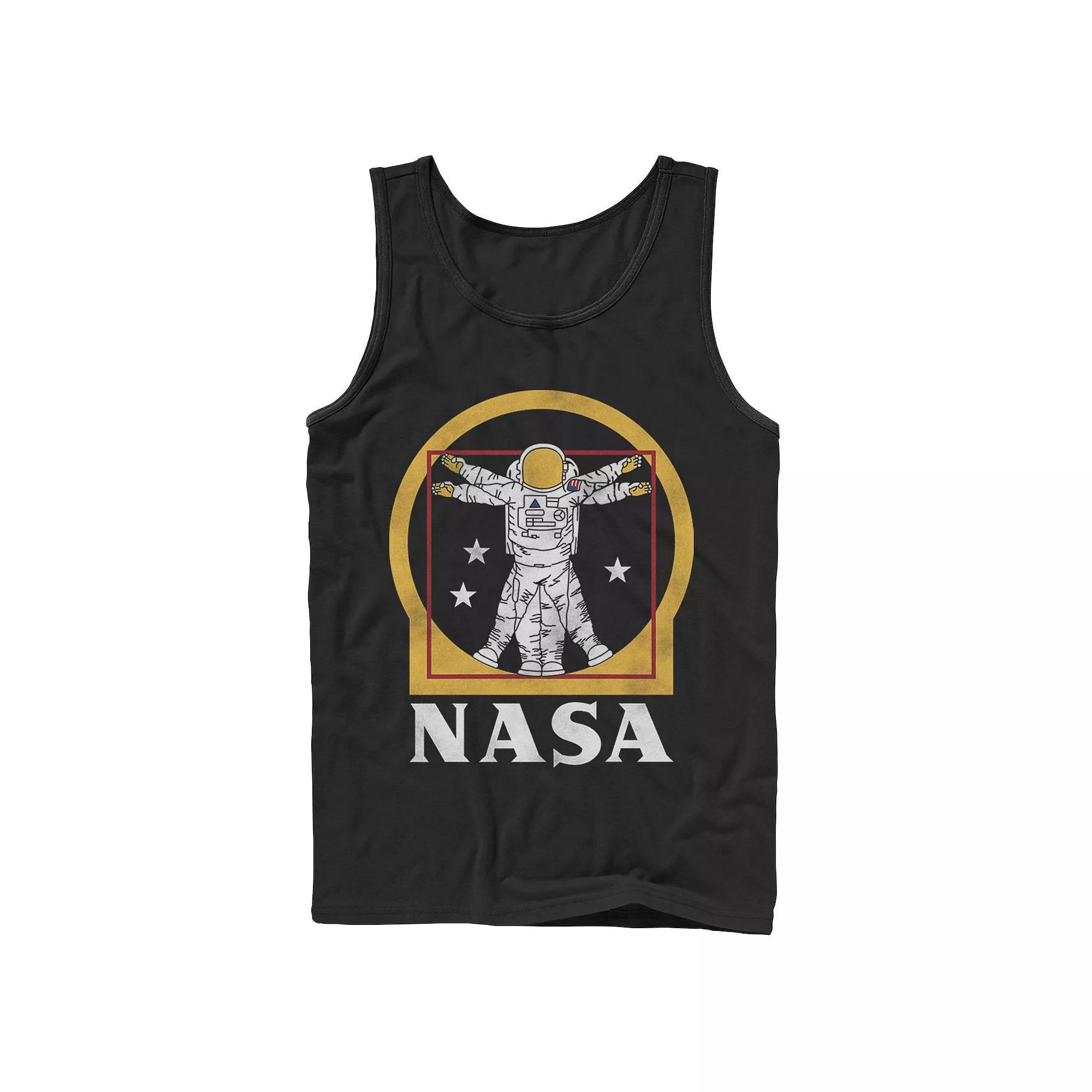 Mens NASA Astronaut Golden Vitruvian Space Man Graphic Tank Top Product Image