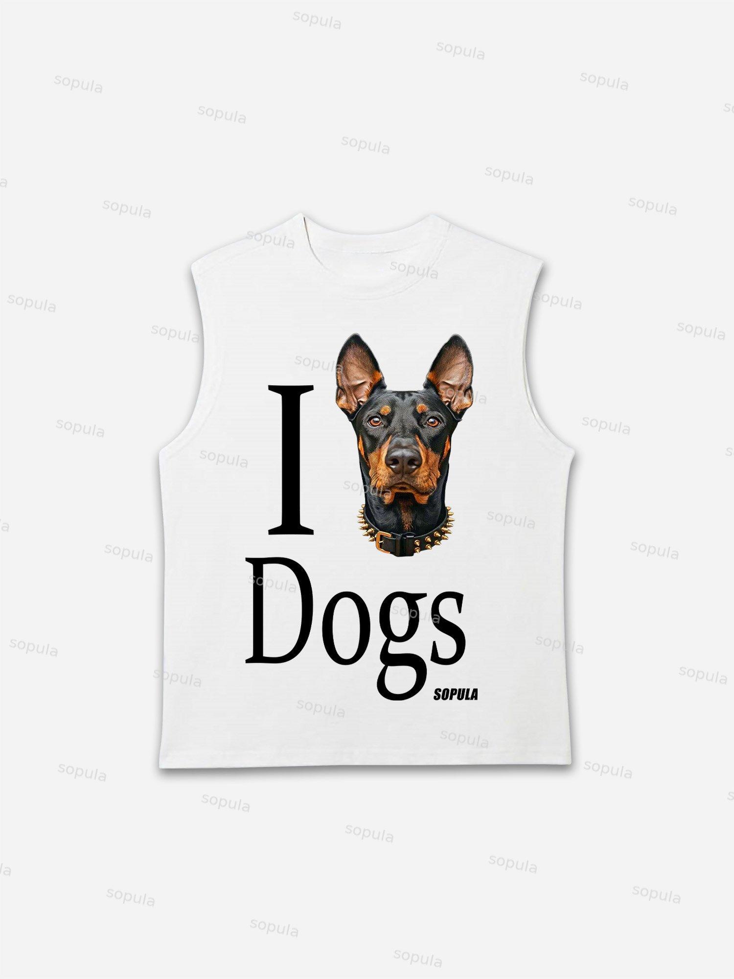 I Love Dogs Print Tank Top Product Image