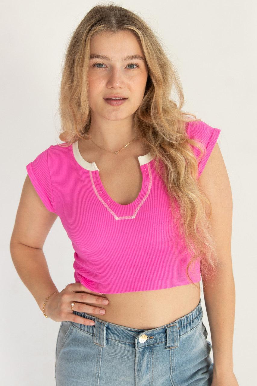 Sporty Notch Neck Seamless Crop Top Product Image
