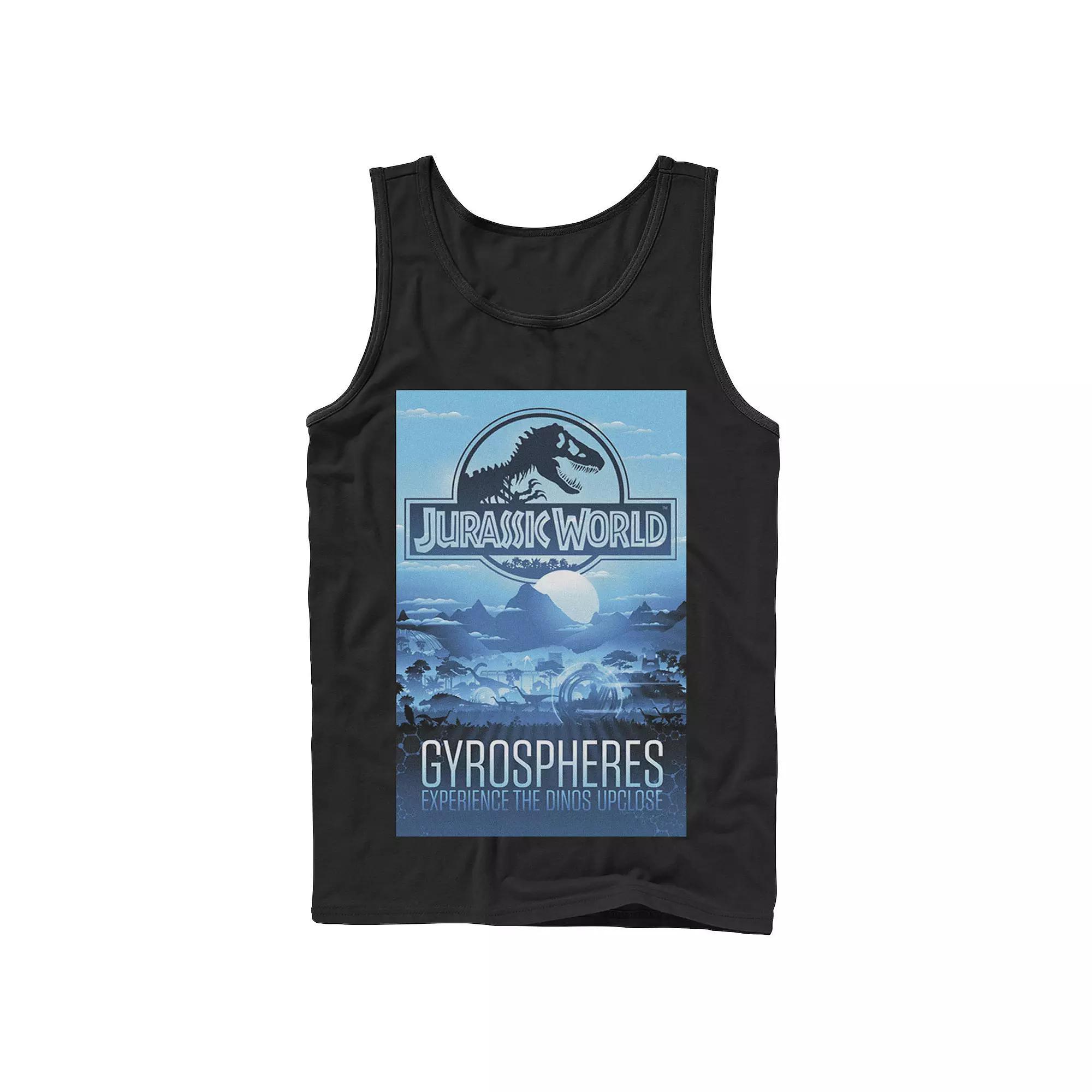 Men's Jurassic World Gyrospheres Tour Park Poster Graphic Tank Top, Size: XL, Black Product Image