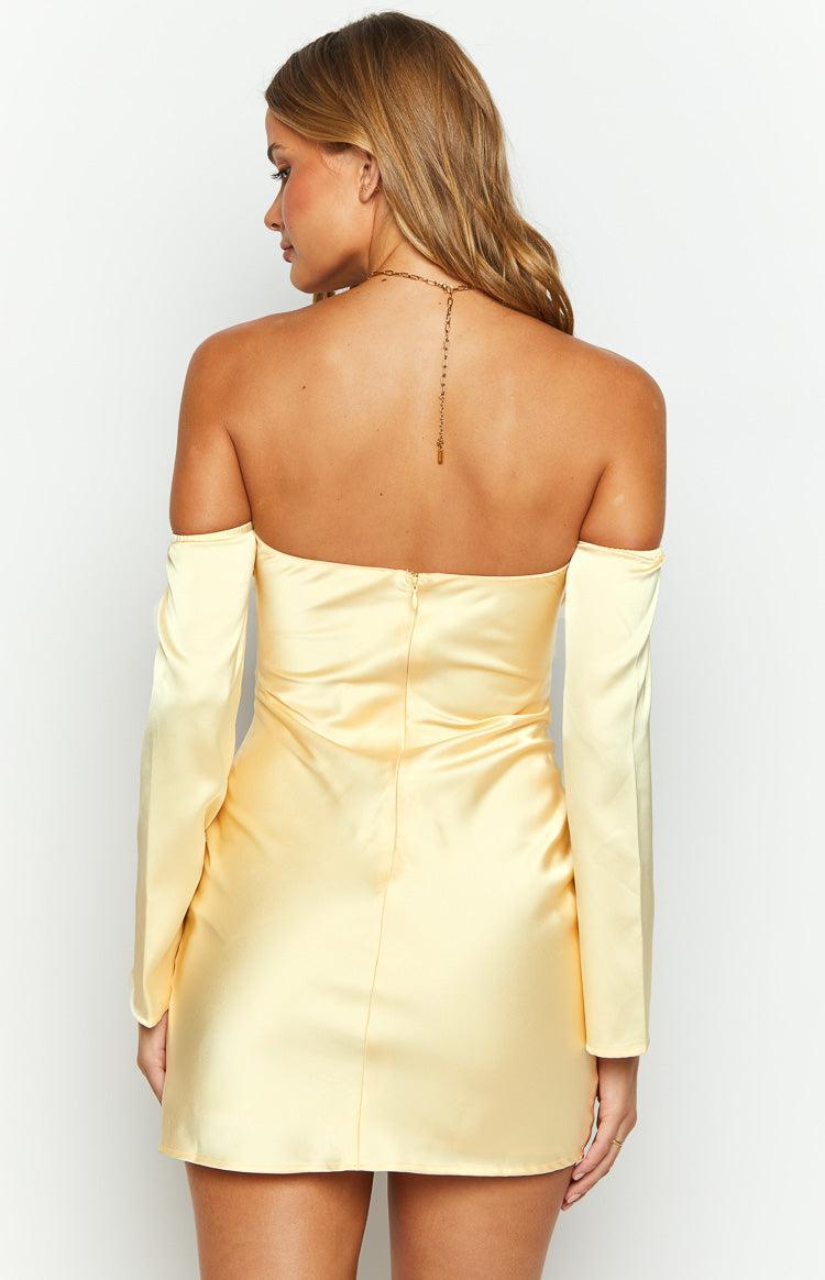 Lita Yellow Satin Mini Dress Product Image