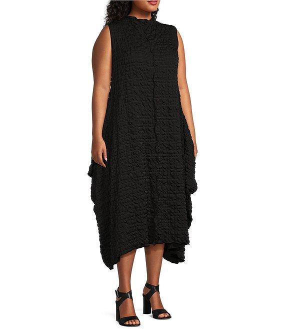 IC Collection Plus Size High Mock Neck Sleeveless Waistless Dress Product Image