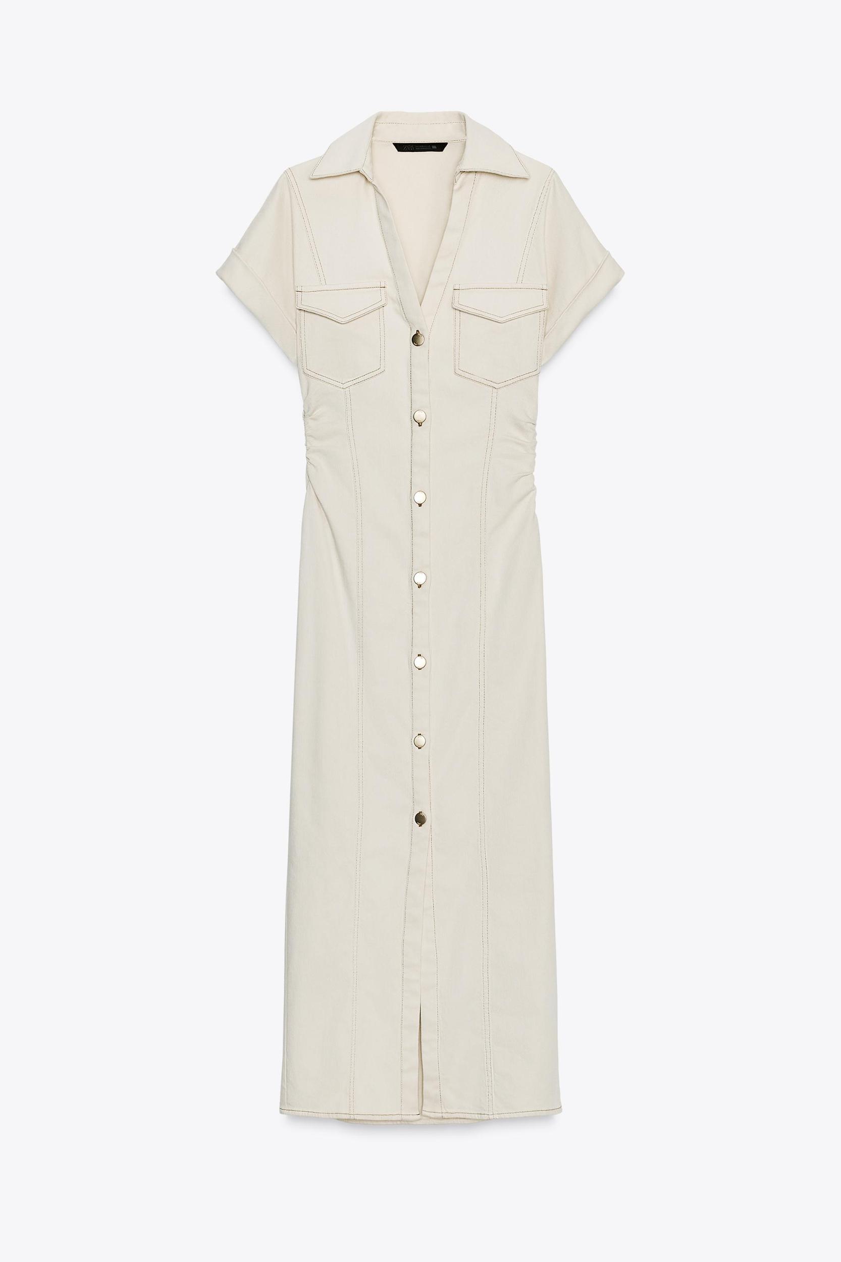 RUCHED WAIST MIDI DRESS Product Image