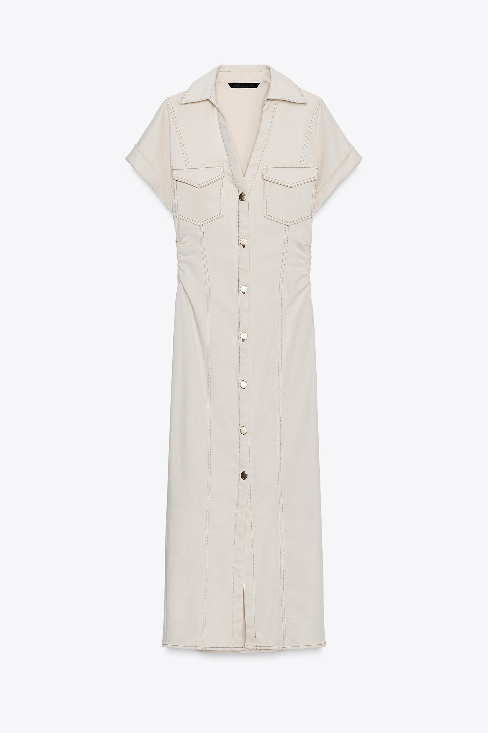 RUCHED WAIST MIDI DRESS Product Image