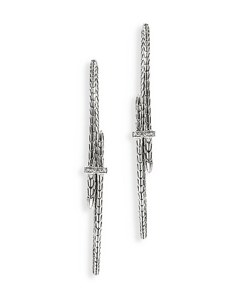 Womens Spear Extra Large Sterling Silver & 0.12 TCW Diamond Hoop Earrings Product Image