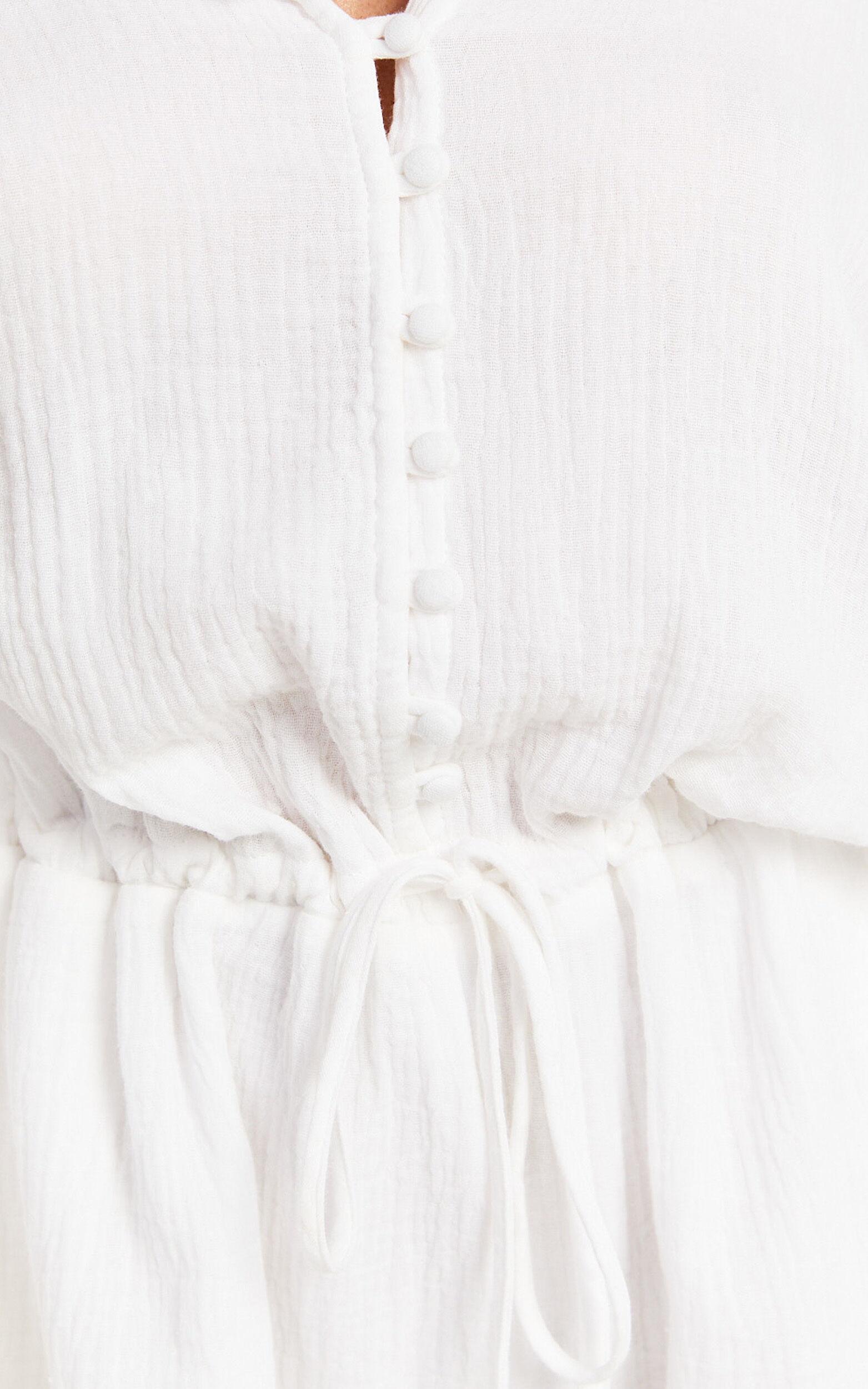 Laylani Playsuit - V Neck Puff Sleeve in White Product Image