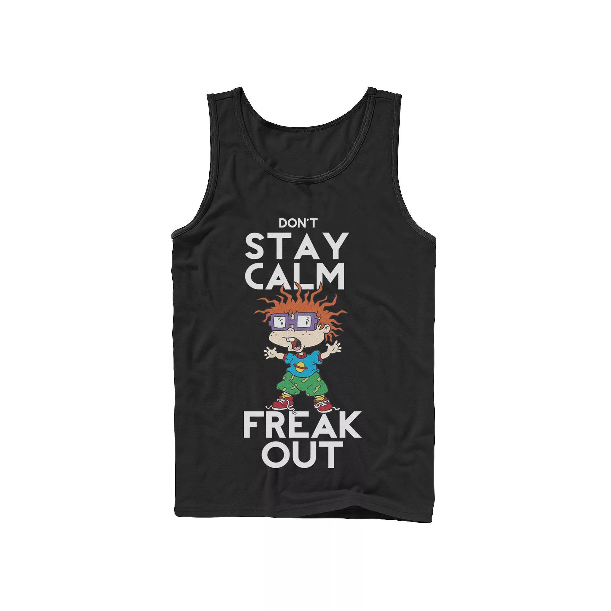 Men's Nickelodeon Rugrats Chuckie Don't Stay Calm Freak Out Graphic Tank Top, Size: Large, Black Product Image