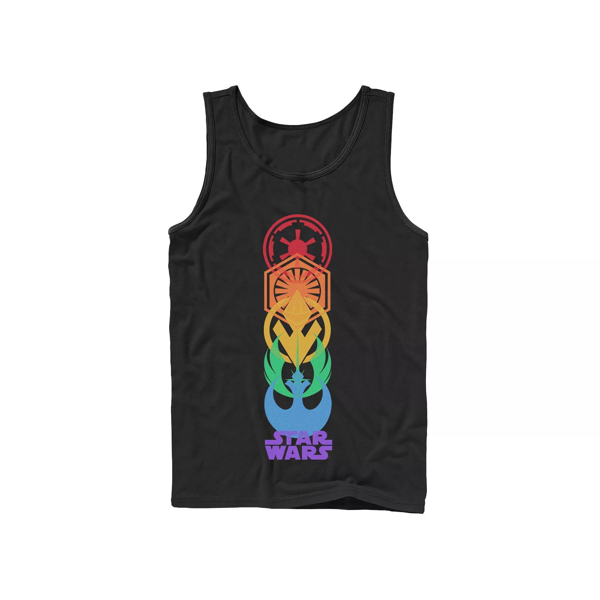 Mens Star Wars Pride Rainbow Logo Stack Tank Top Product Image
