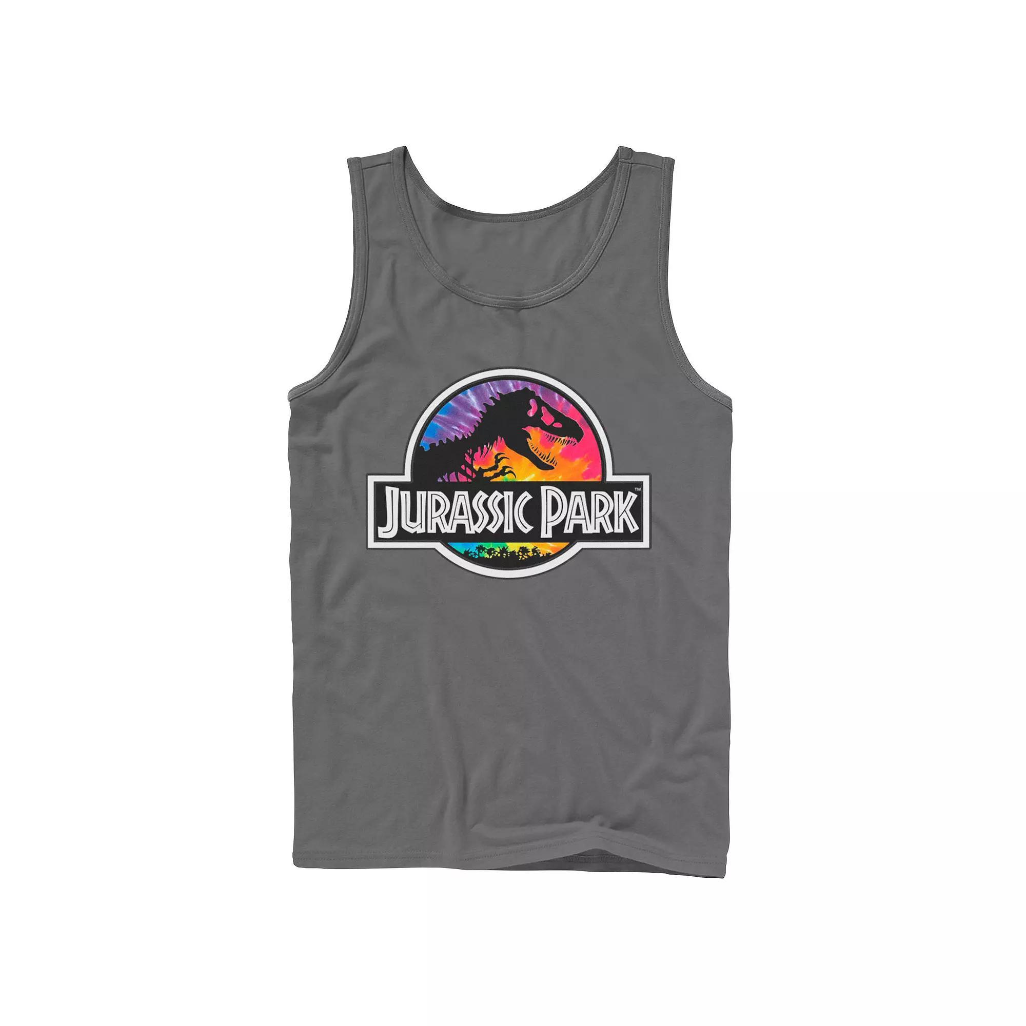 Men's Jurassic Park Tie Dye Classic Logo Tank Top, Size: Small, Grey Product Image