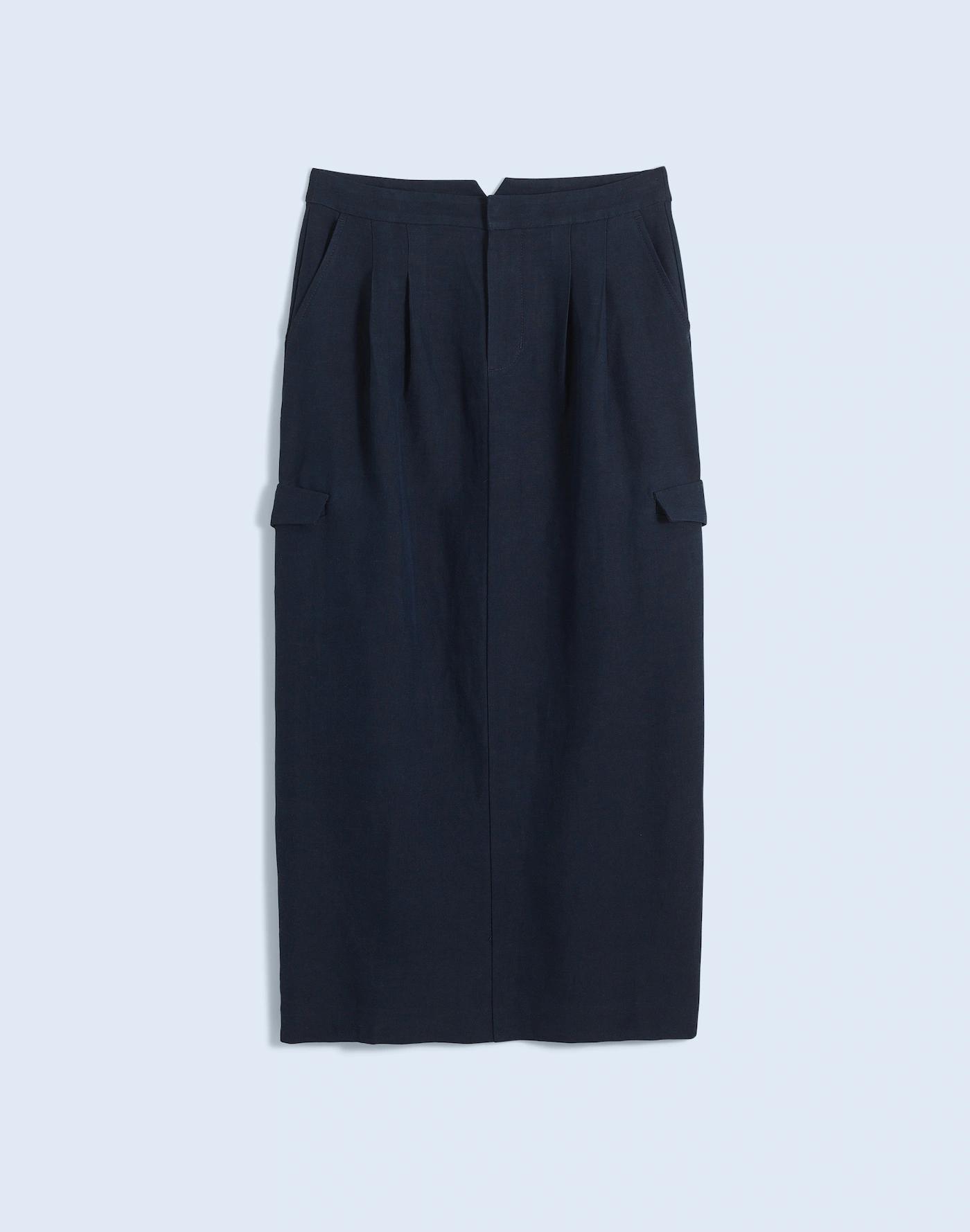 Pleated High-Waist Cargo Midi Skirt Product Image