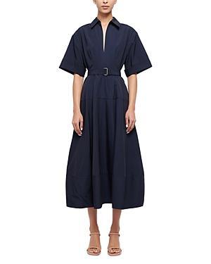 Deanna Belted Poplin Short-Sleeve Midi Shirtdress Product Image