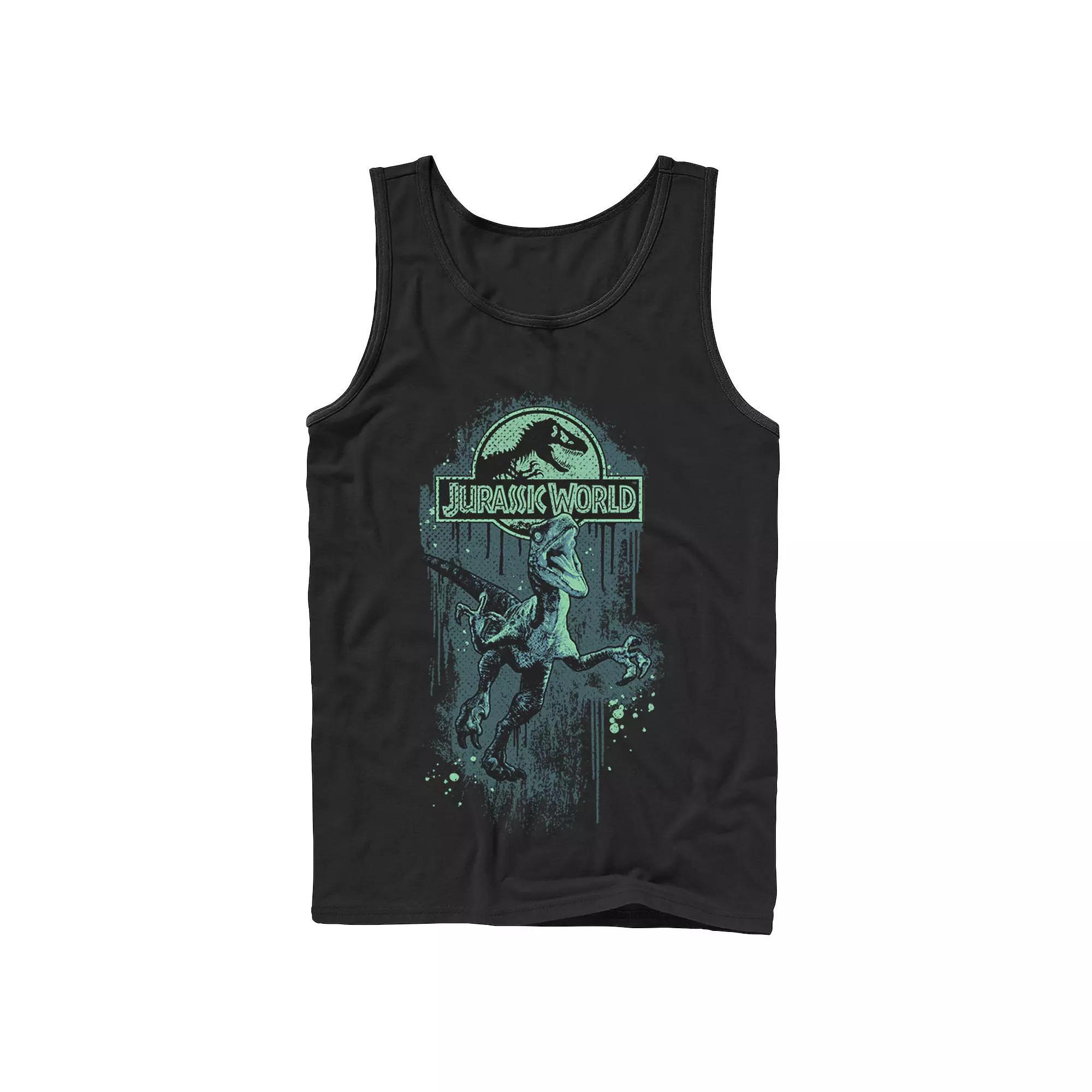 Men's Jurassic World Raptor Paint Splatter Title Logo Graphic Tank Top, Size: Large, White Product Image