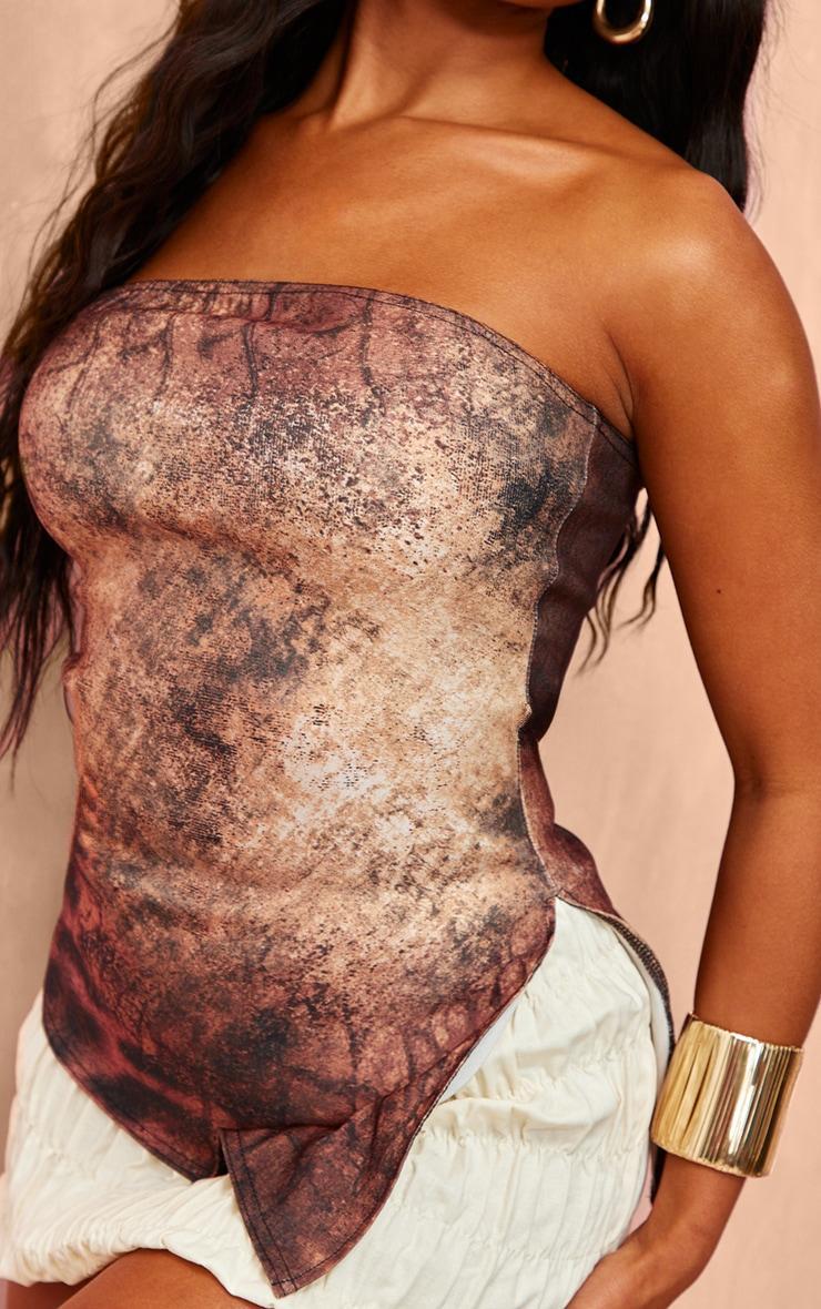 Brown Snake Skin Asymmetric Hem Bandeau Top Product Image