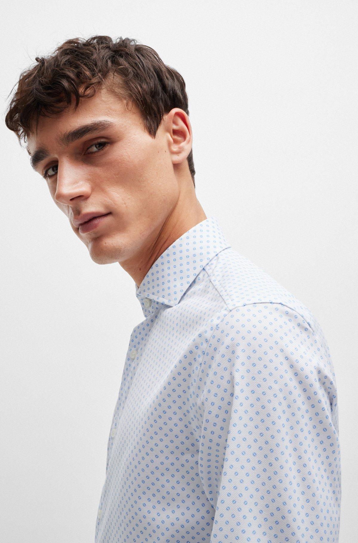 Slim-fit shirt in printed stretch cotton Product Image