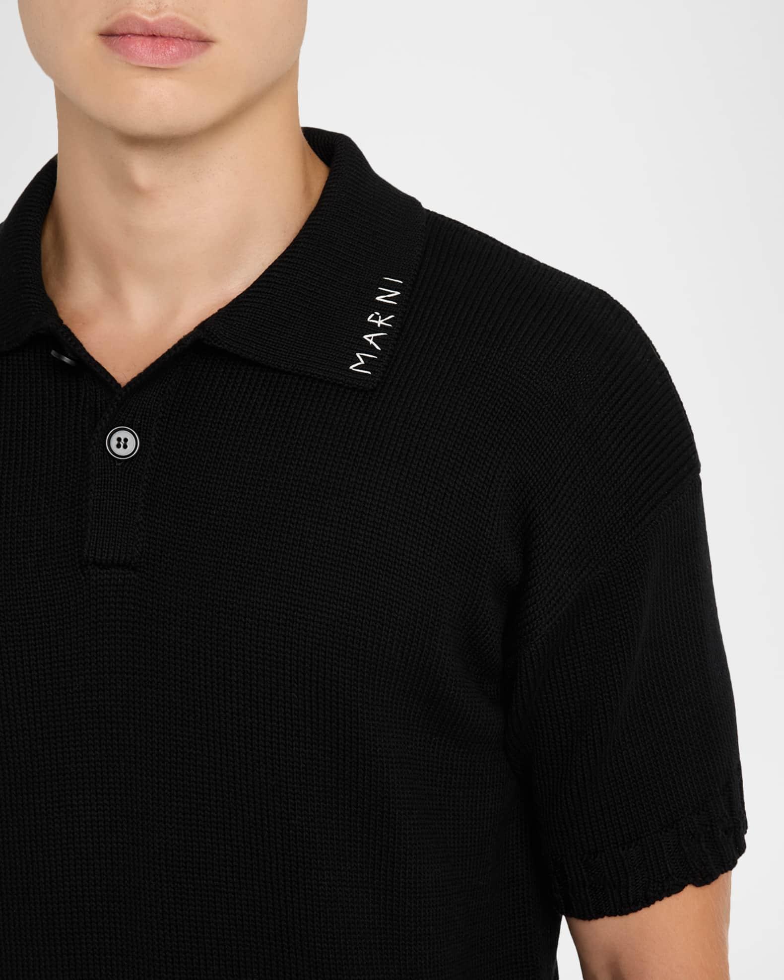 Men's Dishevelled Logo-Collar Knit Polo Shirt Product Image