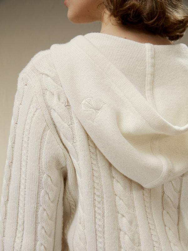 Bela Cable-Knit Wool-Cashmere Blend Hoodie Product Image