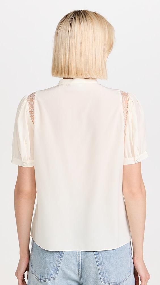 FRAME Lace Shoulder Inset Blouse | Shopbop Product Image